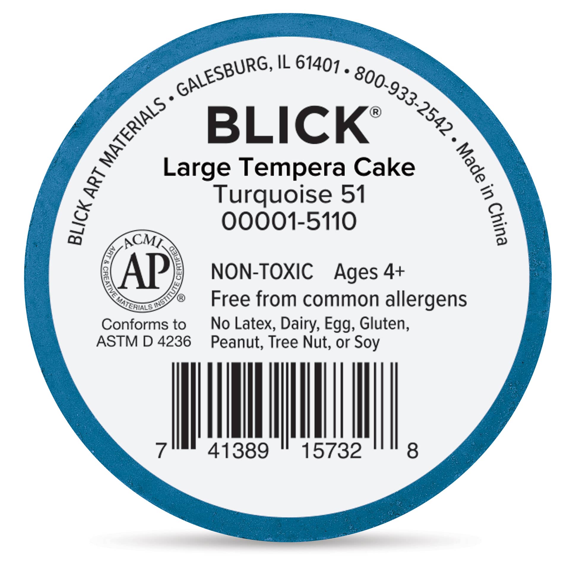 Back of a Large Turquoise Blick Tempera Cake