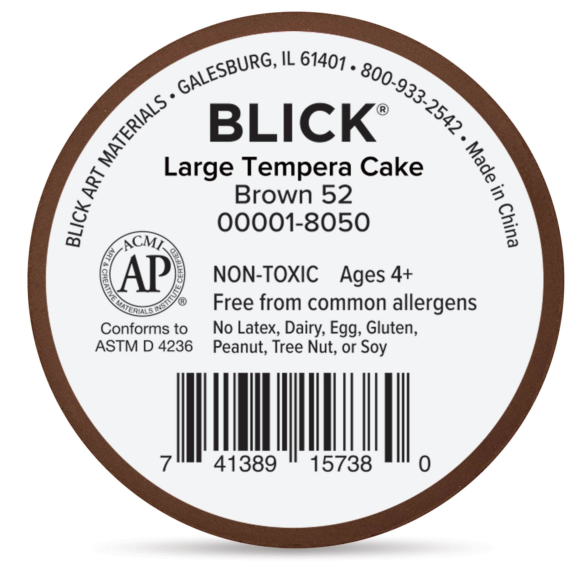 Back of the Large Brown Blick Essentials Tempera Cake Back of the Large Brown Blick Essentials Tempera Cake