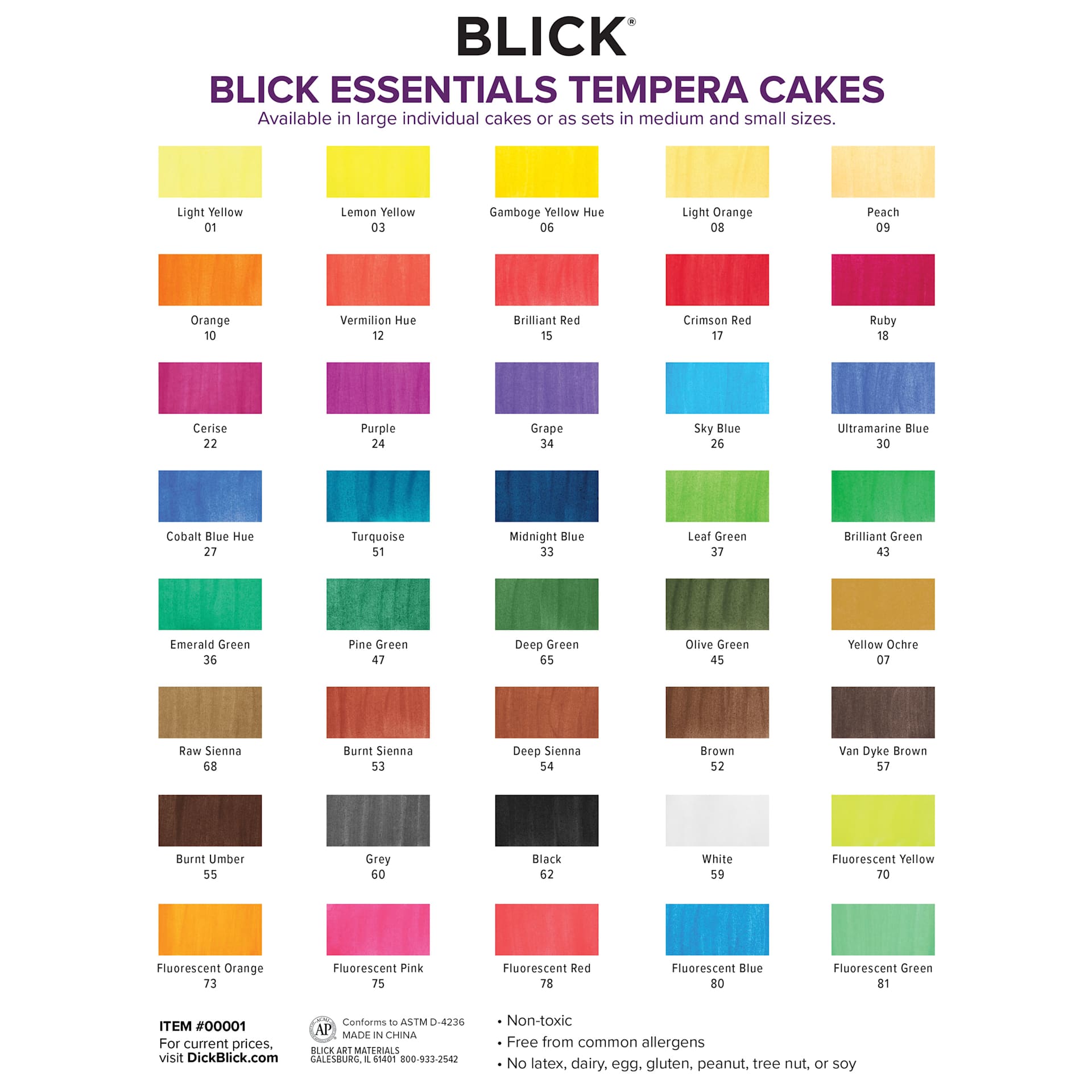 Blick Essentials Tempera Cakes. Available in large individual cakes or as sets in medium and small sizes.