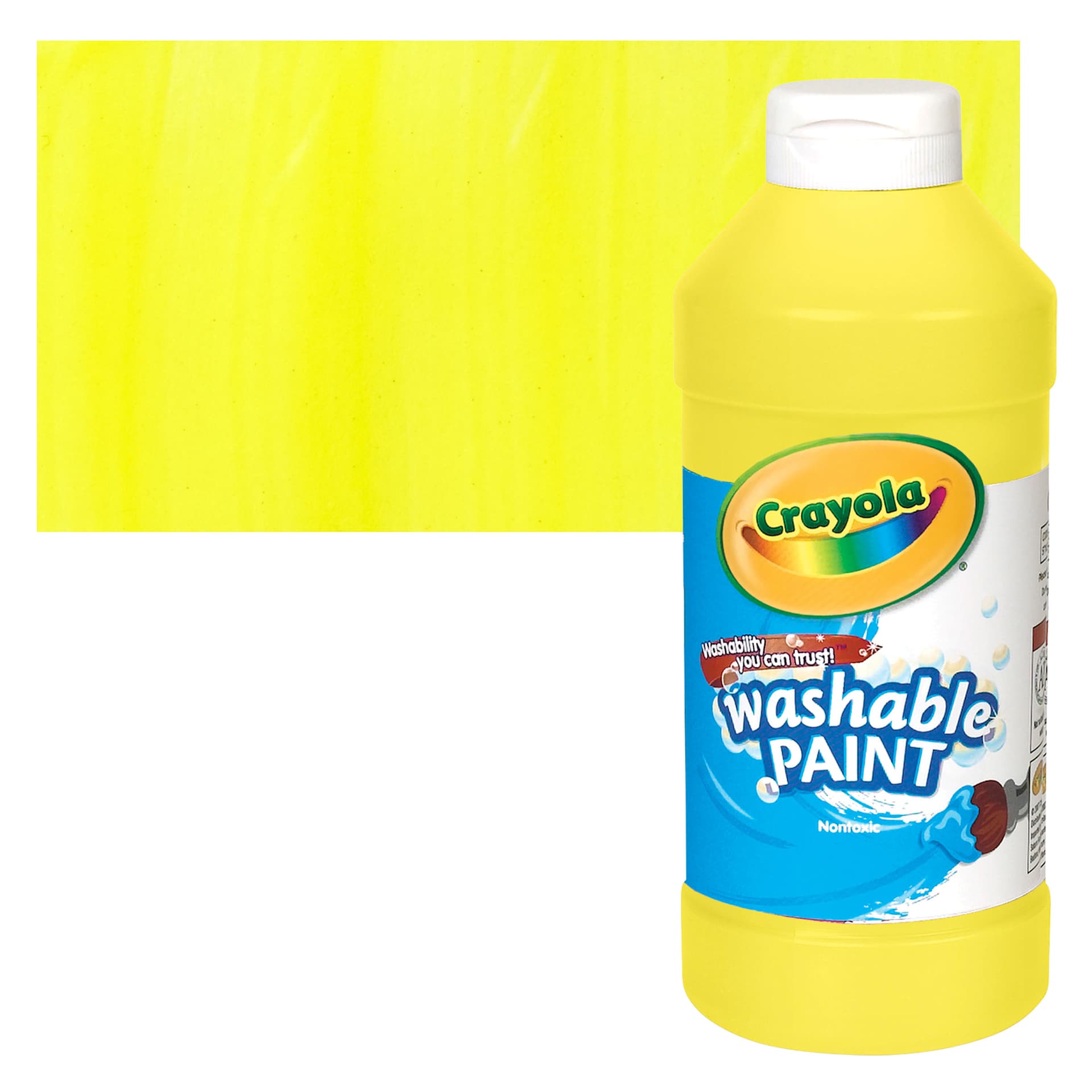 Crayola Washable Paint - Yellow, 16 oz bottle and swatch