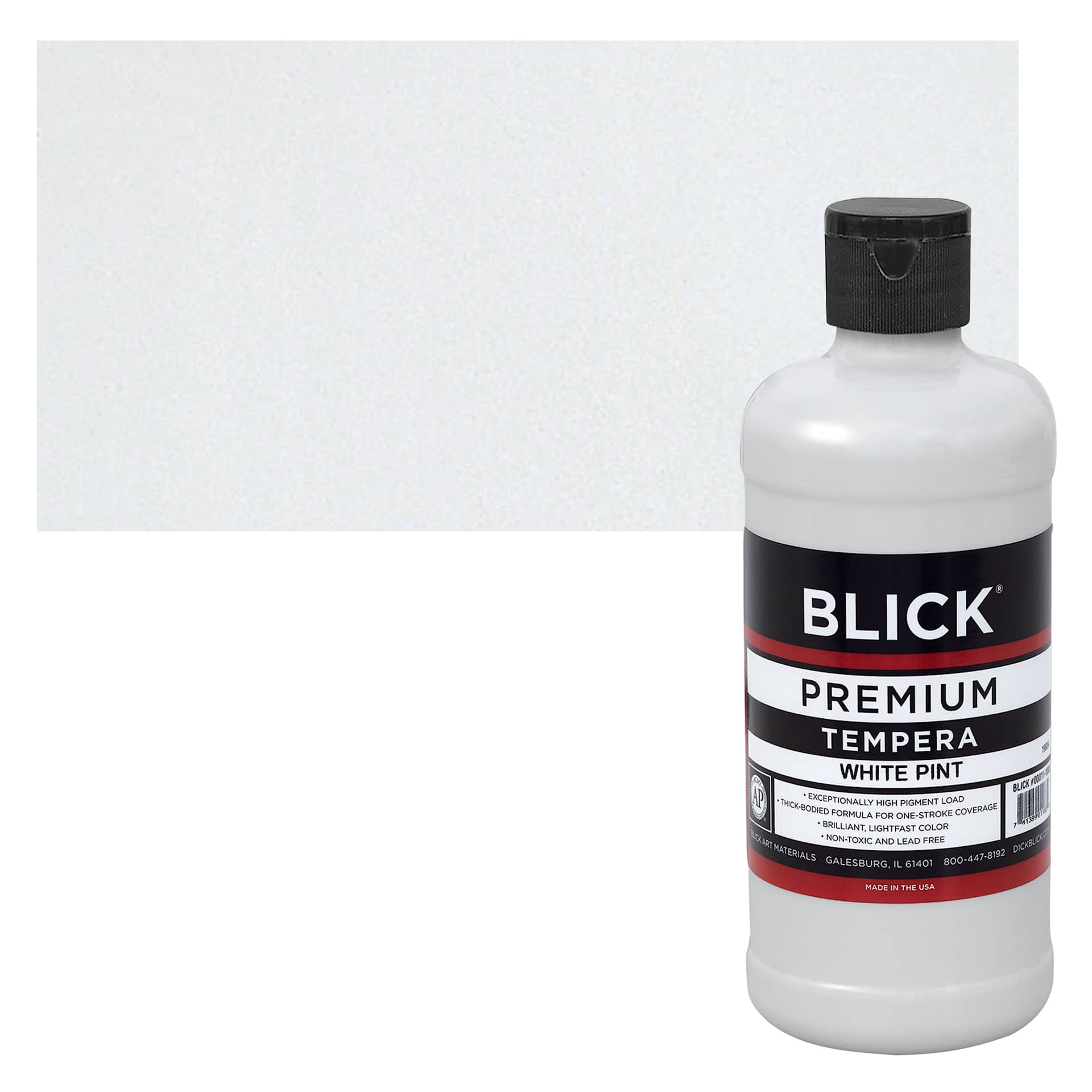 Blick Premium Grade Tempera - White, Pint and swatch