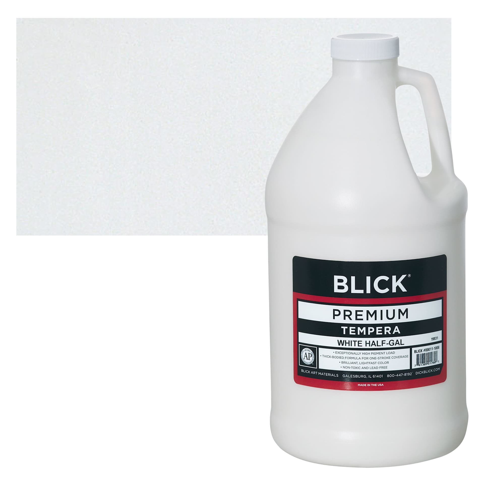 Blick Premium Grade Tempera - White, Half Gallon and swatch