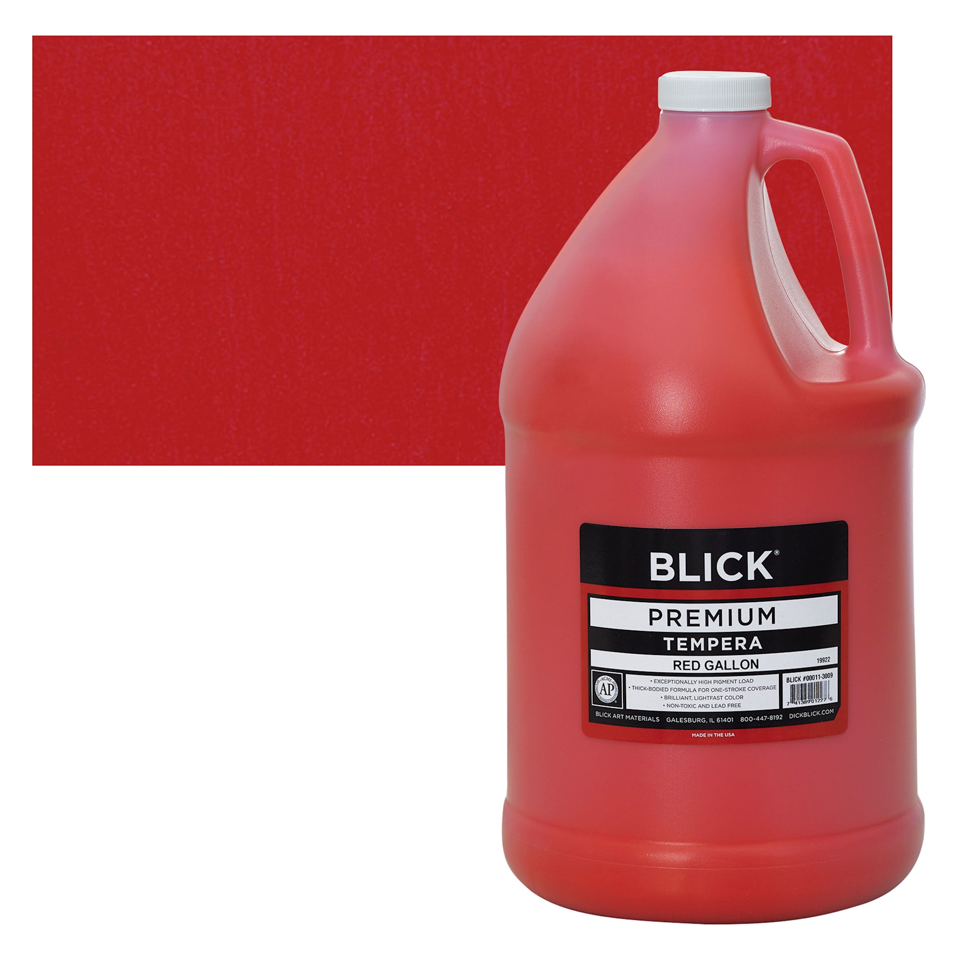 Blick Premium Grade Tempera - Red, Gallon and swatch