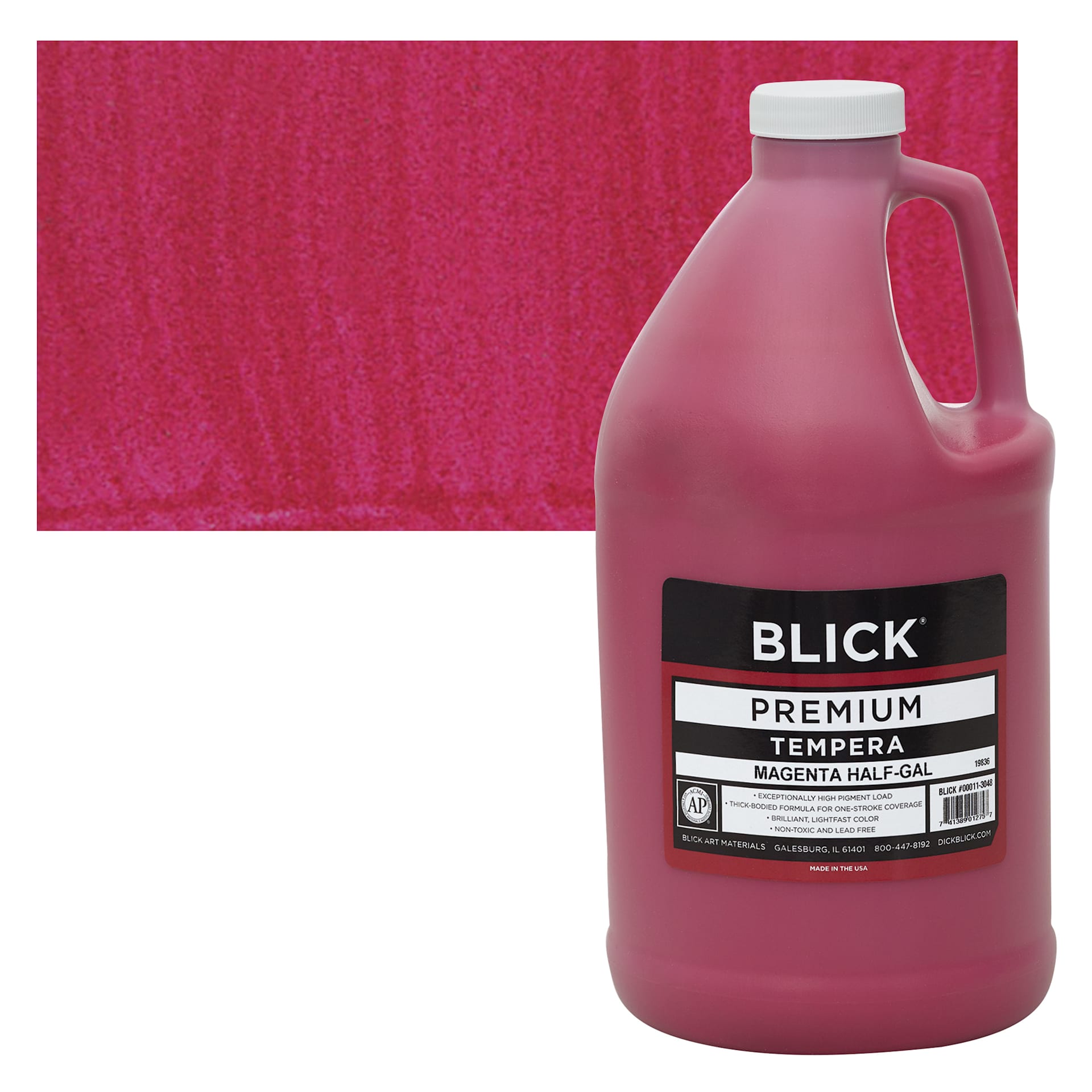 Blick Premium Grade Tempera - Magenta, Half Gallon and swatch