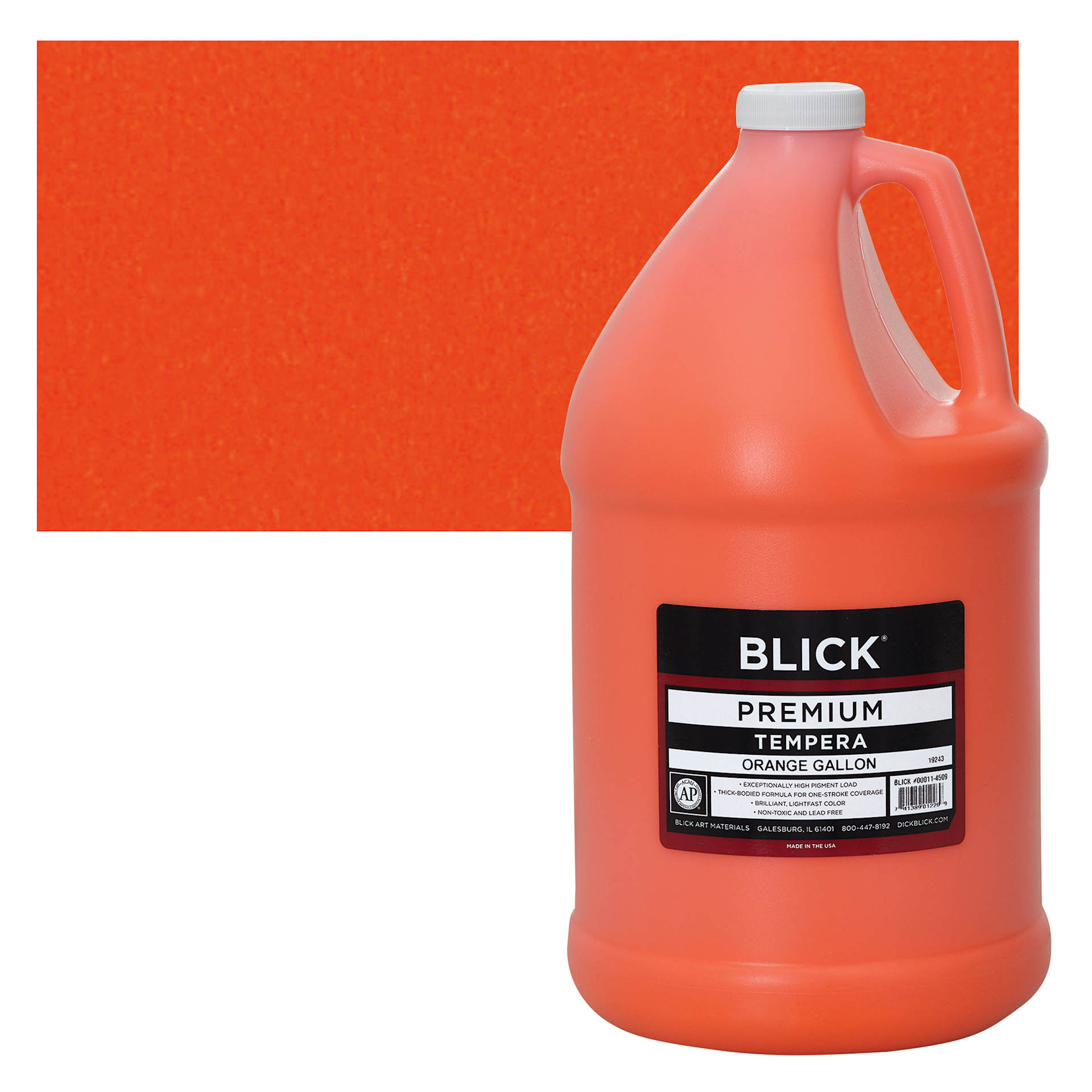 Blick Premium Grade Tempera - Orange, Gallon and swatch Blick Premium Grade Tempera - Orange, Gallon and swatch