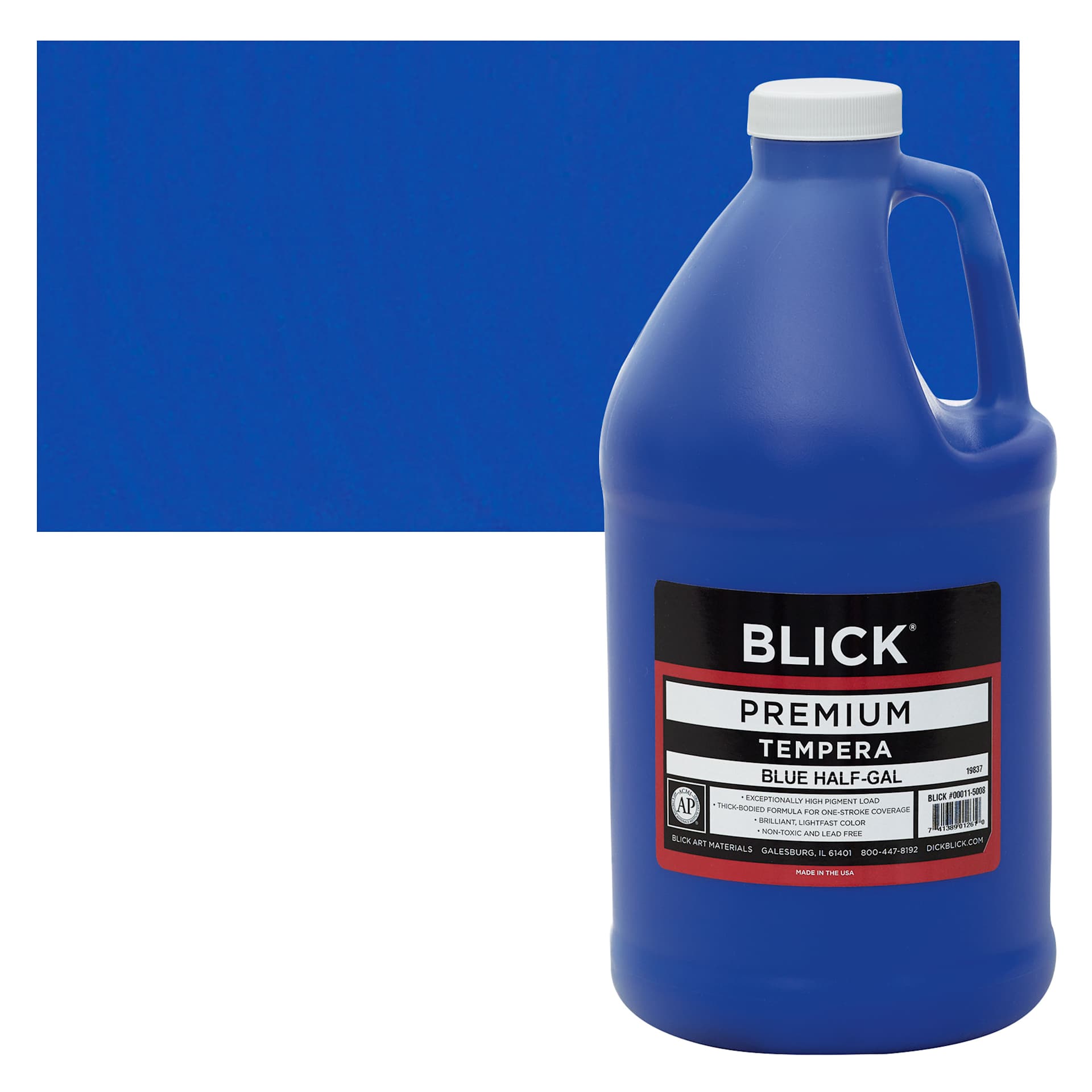 Blick Premium Grade Tempera - Blue, Half Gallon and swatch Blick Premium Grade Tempera - Blue, Half Gallon and swatch