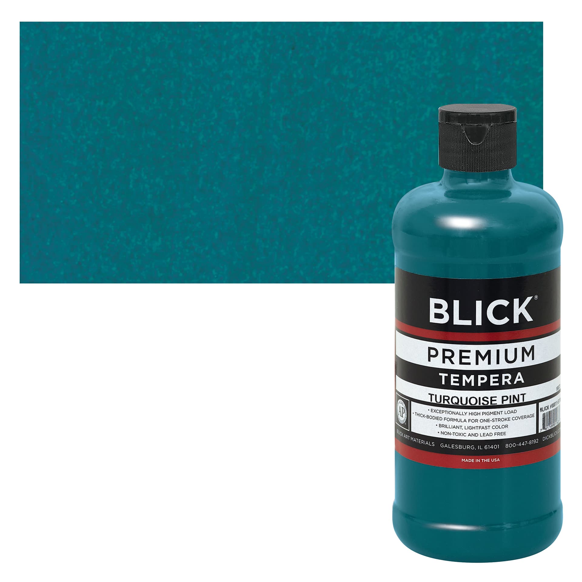 Blick Premium Grade Tempera - Turquoise, Pint and swatch