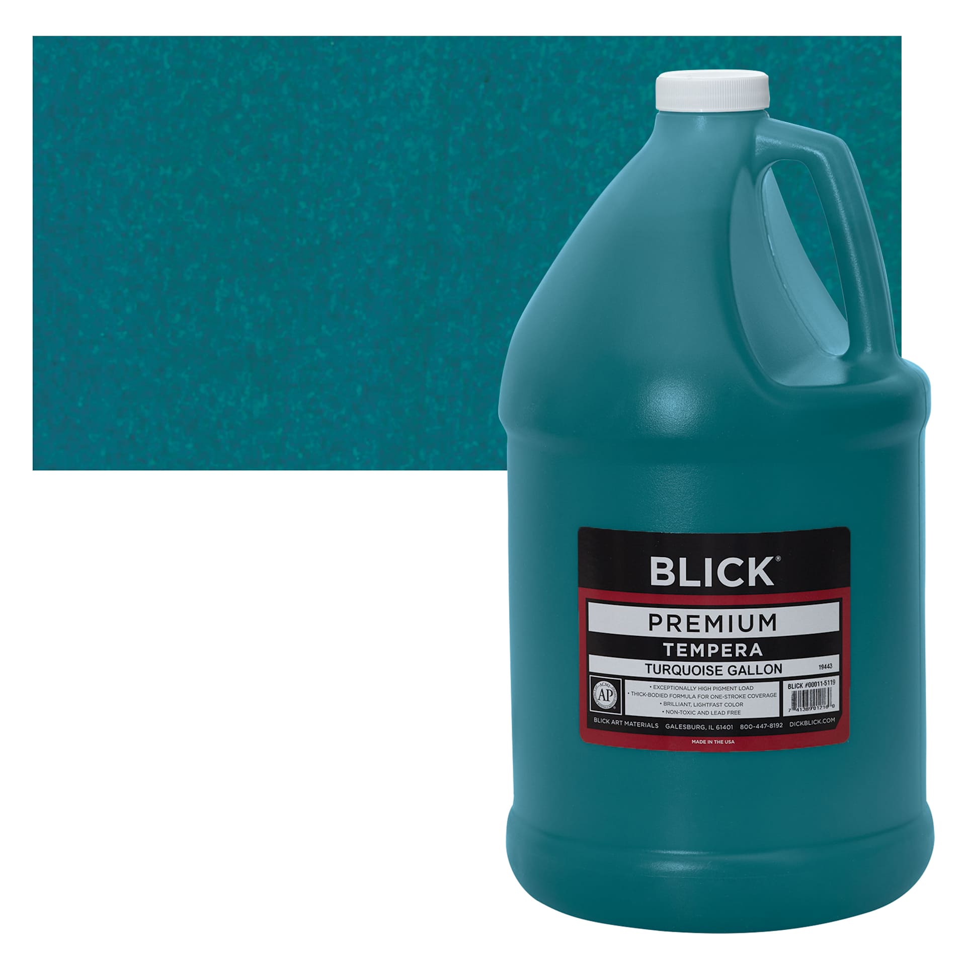 Blick Premium Grade Tempera - Turquoise, Gallon and swatch