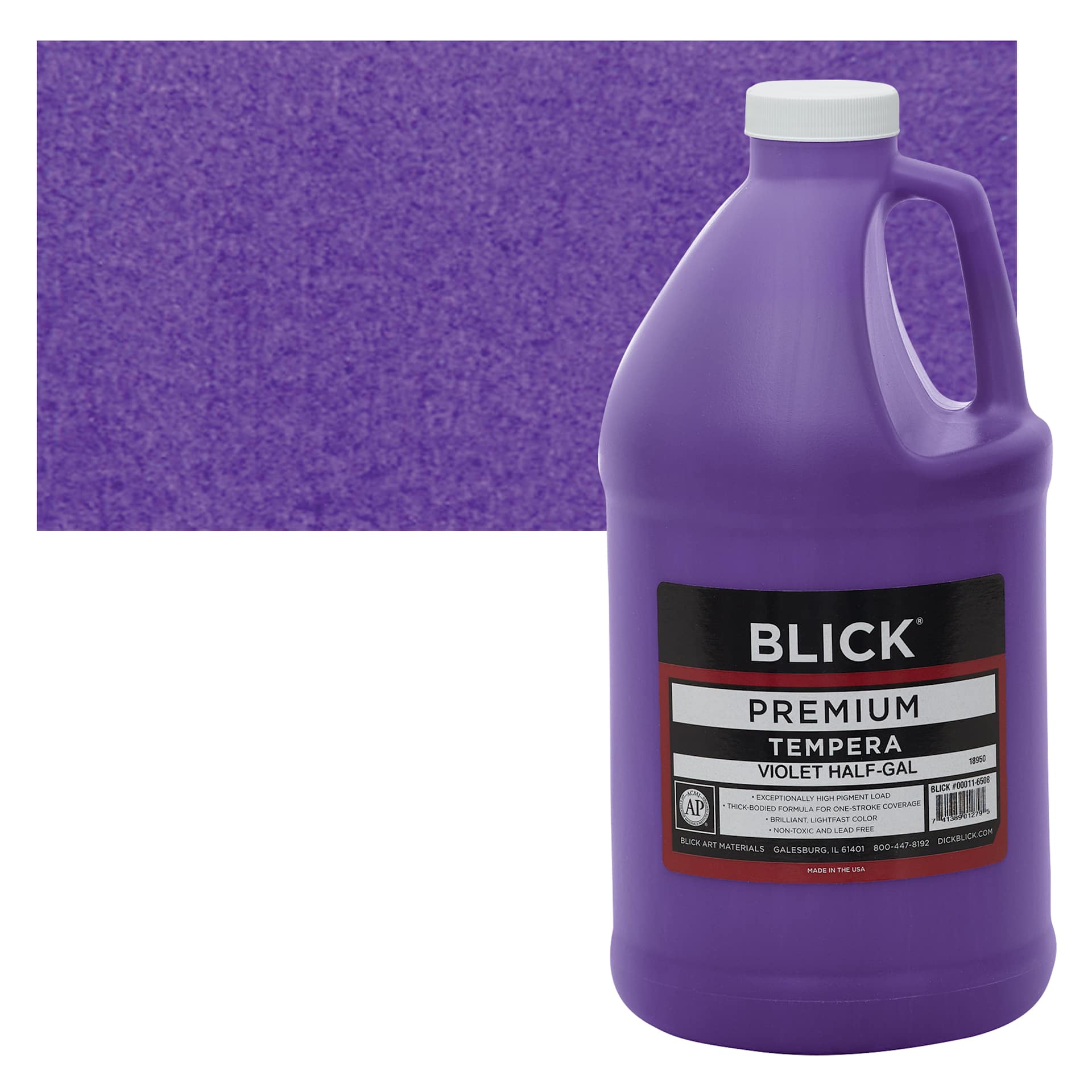Blick Premium Grade Tempera - Violet, Half Gallon and swatch