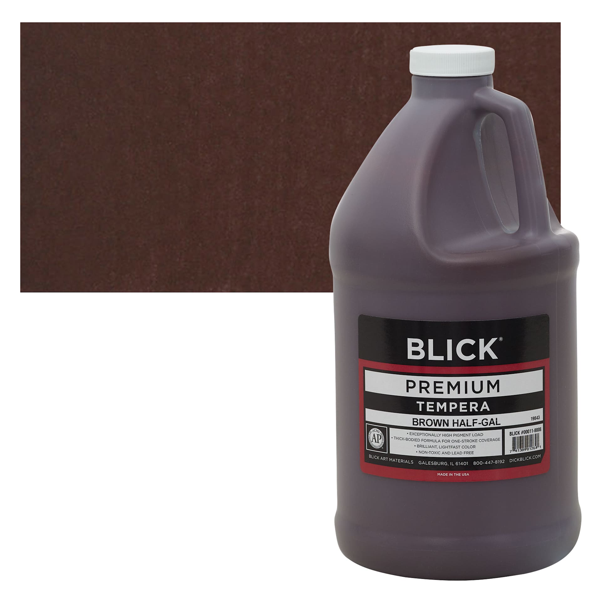 Blick Premium Grade Tempera - Brown, Half Gallon and swatch Blick Premium Grade Tempera - Brown, Half Gallon and swatch