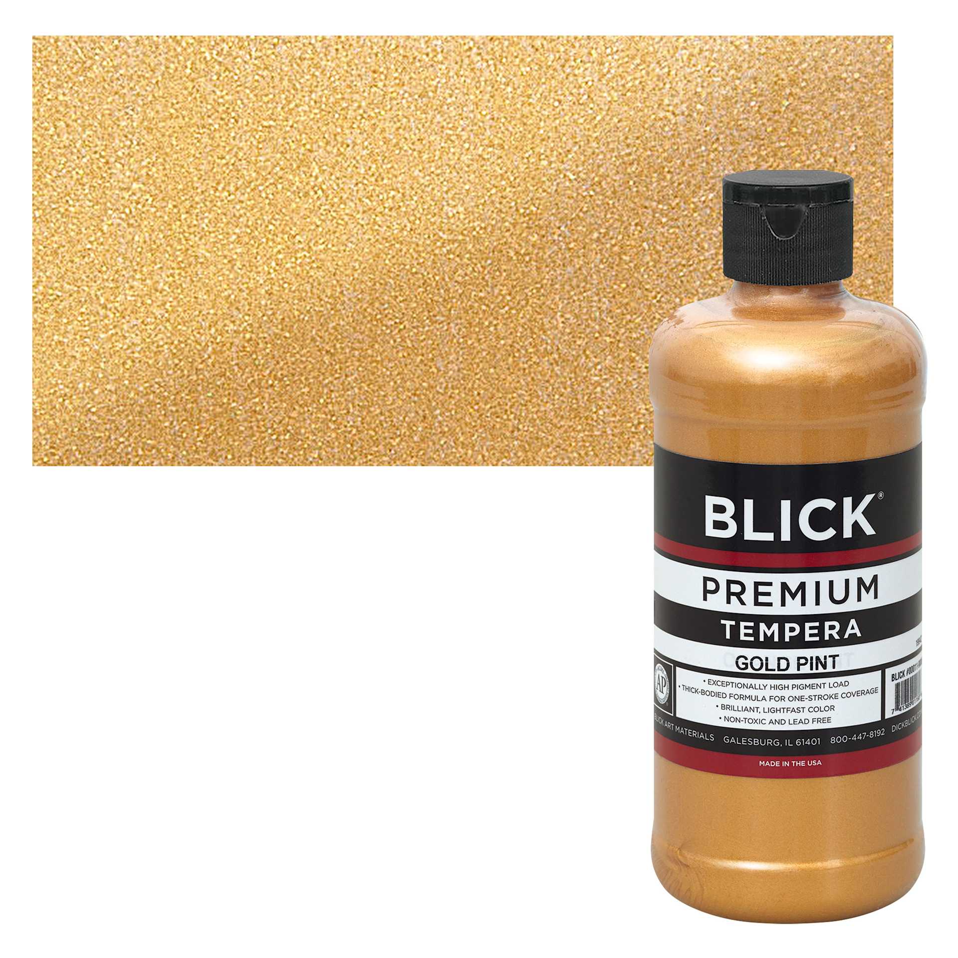Blick Premium Grade Tempera - Gold, Pint and swatch