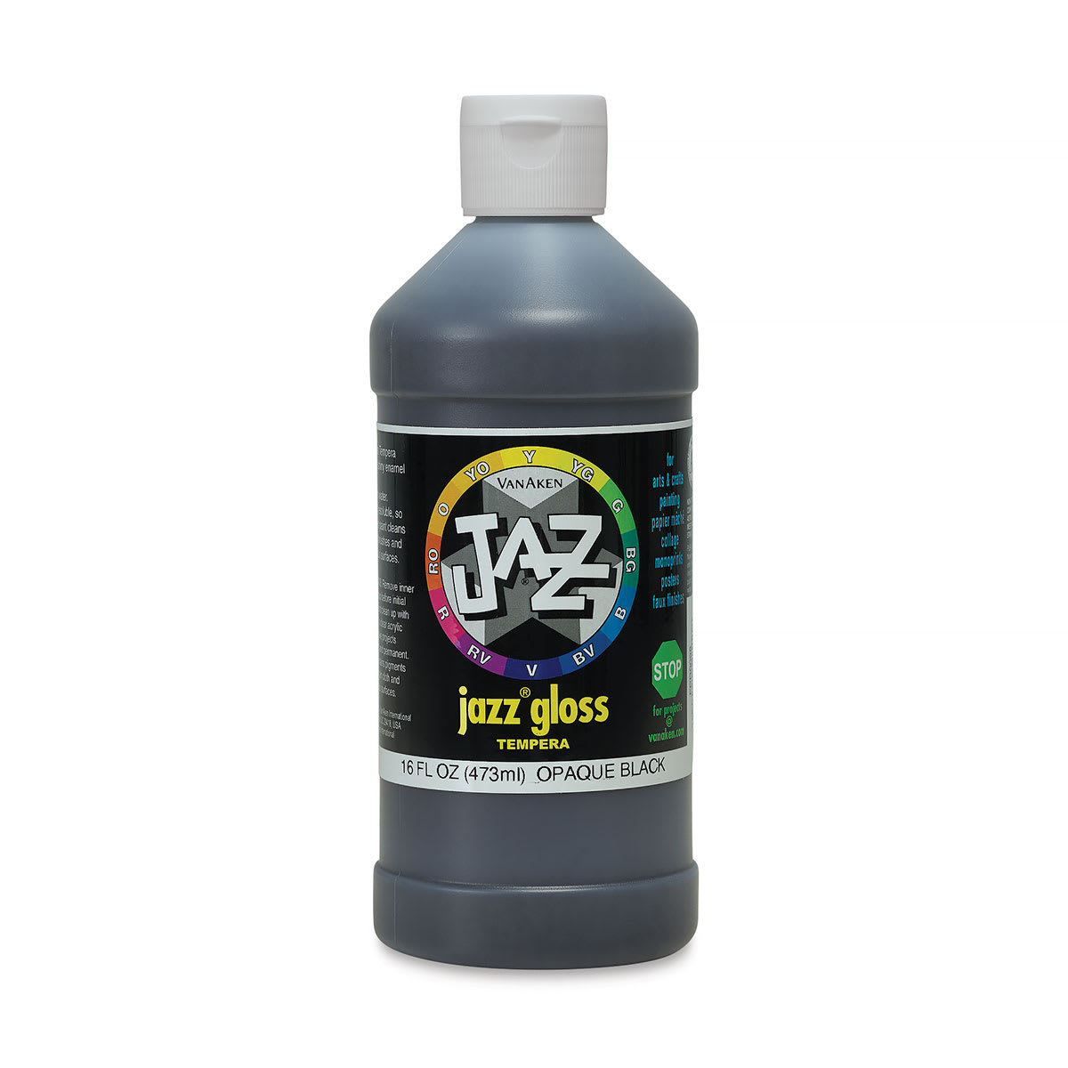 Jazz Gloss Tempera - Gloss, Black, 16 oz bottle