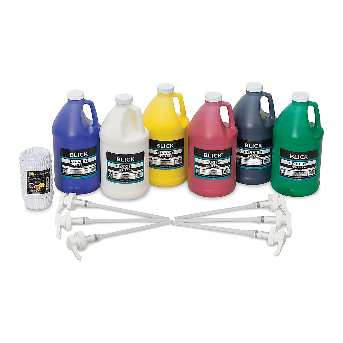 Blick Student Tempera Paints - Set of 6, Pump Kit, Basic Colors, Half Gallon