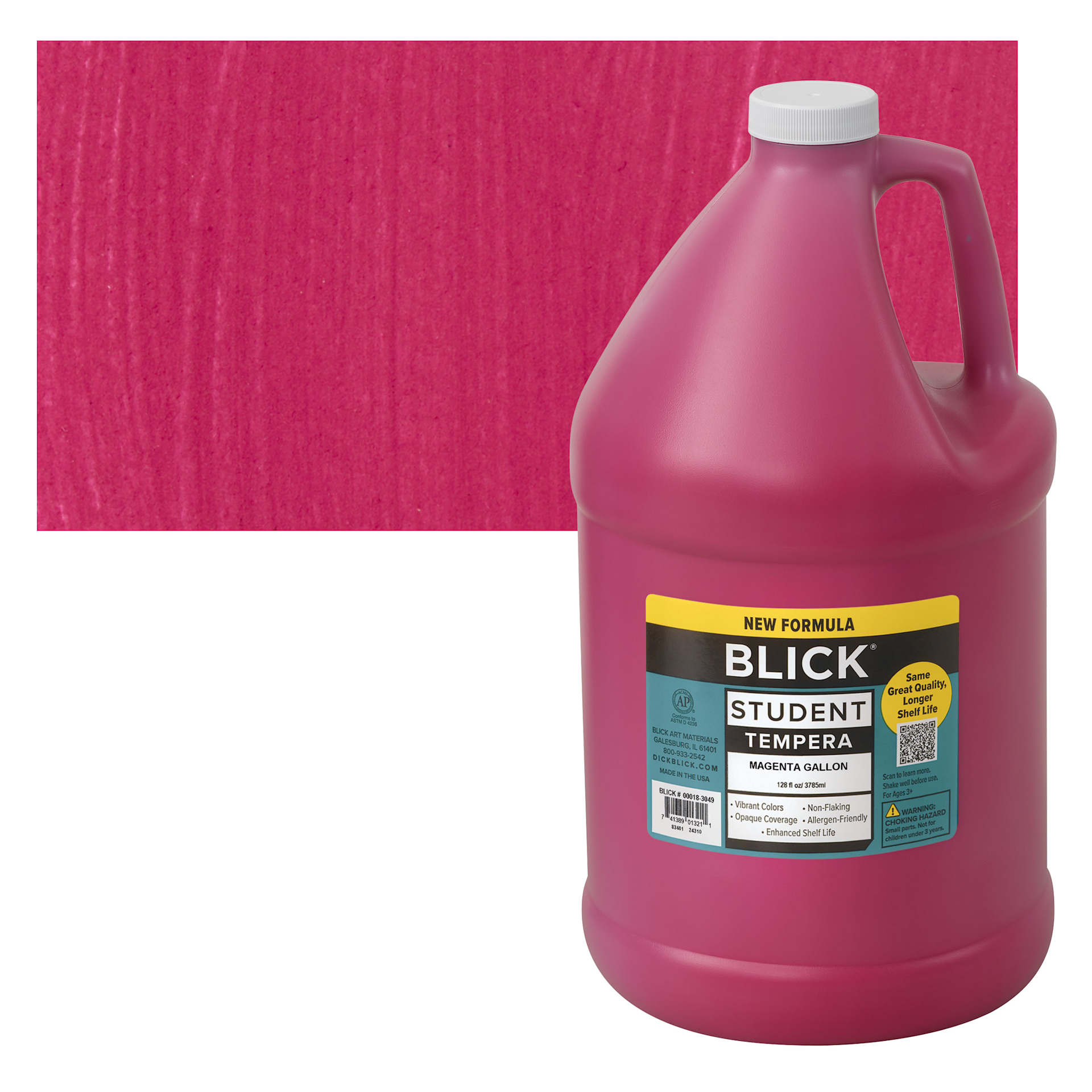 Blick Student Tempera Paint - Magenta, 128 oz bottle and swatch