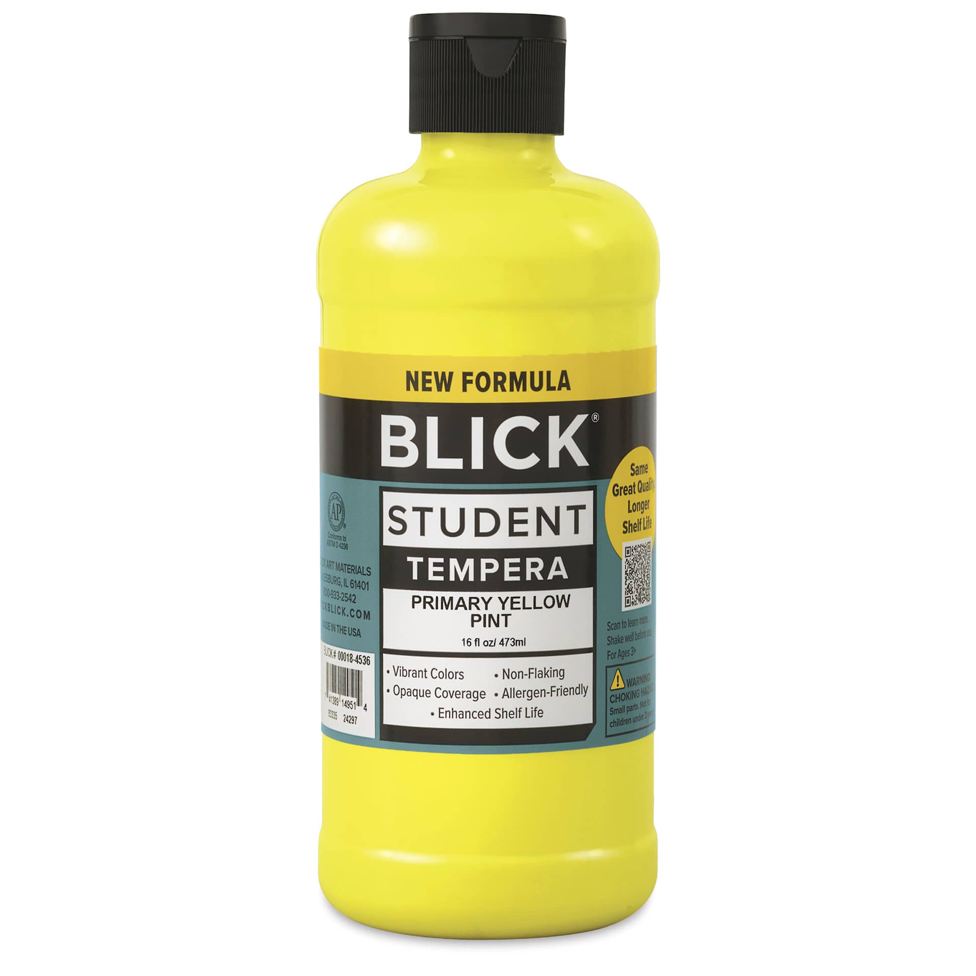Blick Student Tempera Paint - Primary Yellow, 16 oz bottle