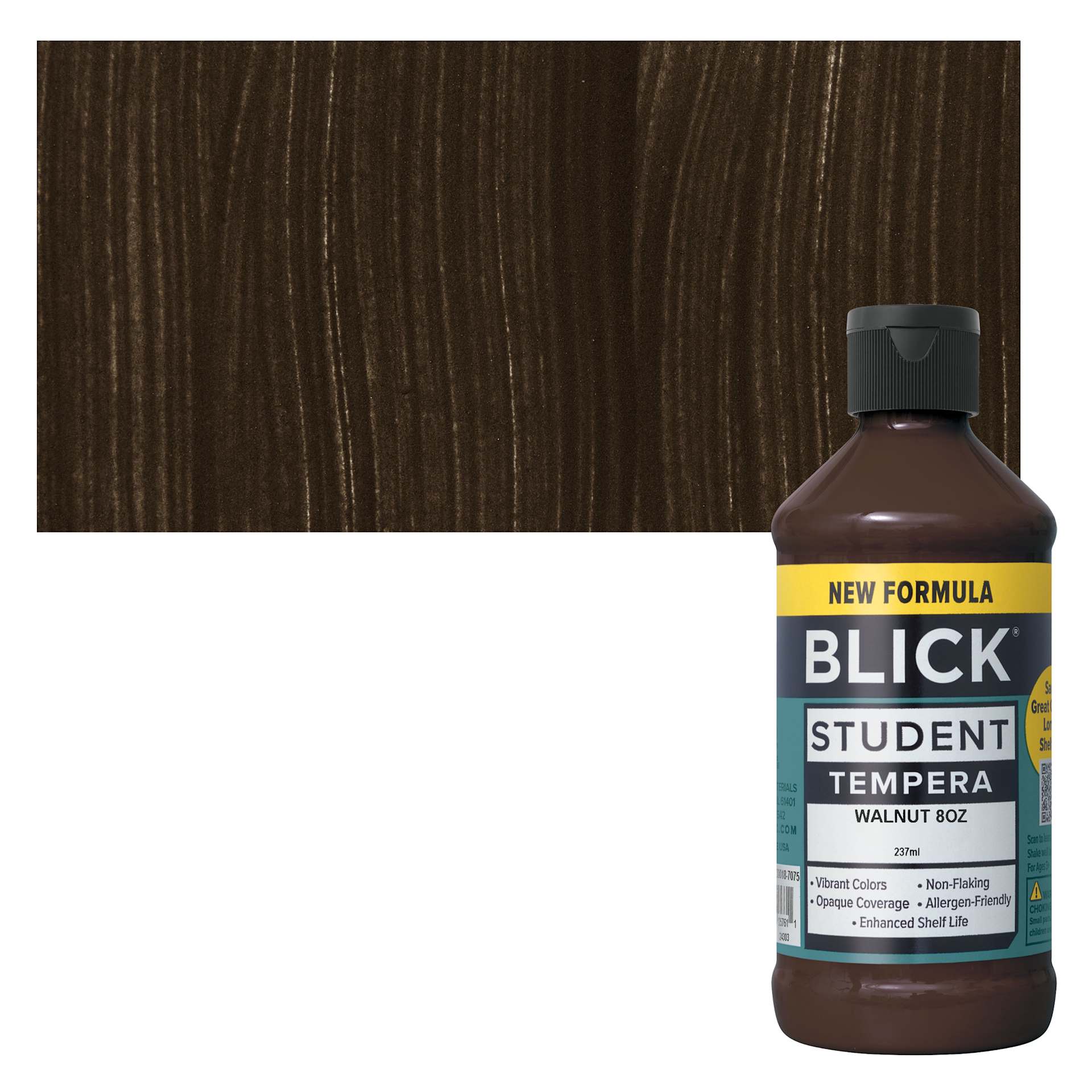 Blick Student Tempera Paint -  Walnut, 8 oz bottle and swatch
