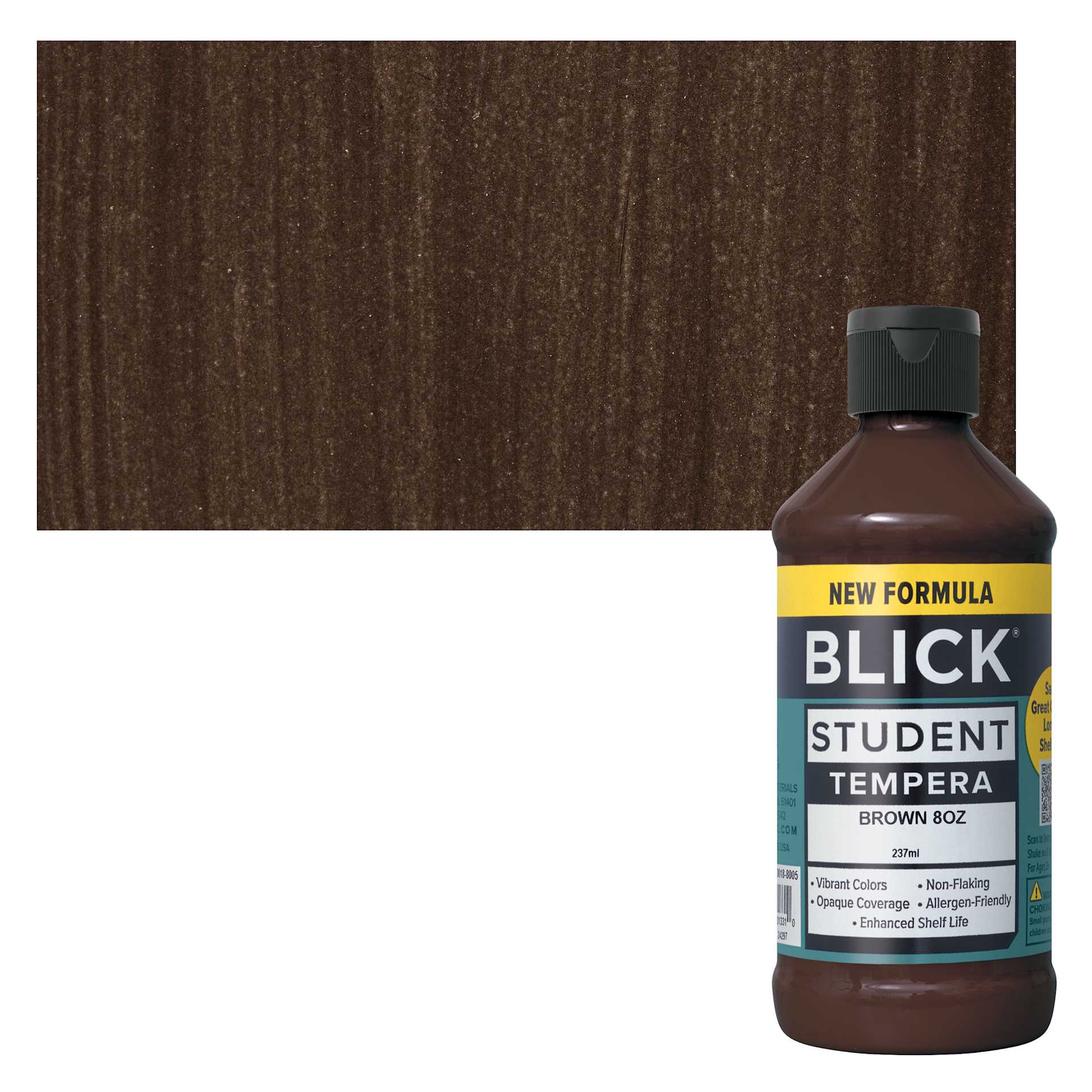 Blick Student Tempera Paint - Brown, 8 oz bottle and swatch