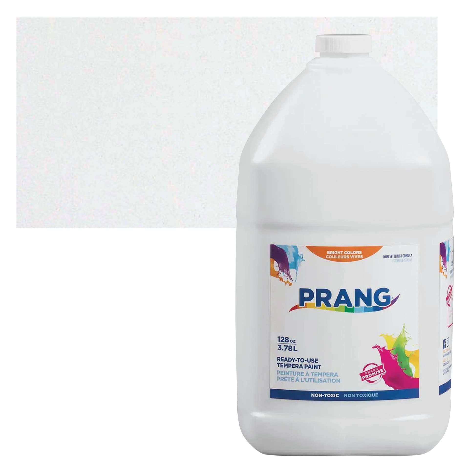 Prang Ready-To-Use Tempera Paint - White, Gallon bottle and swatch