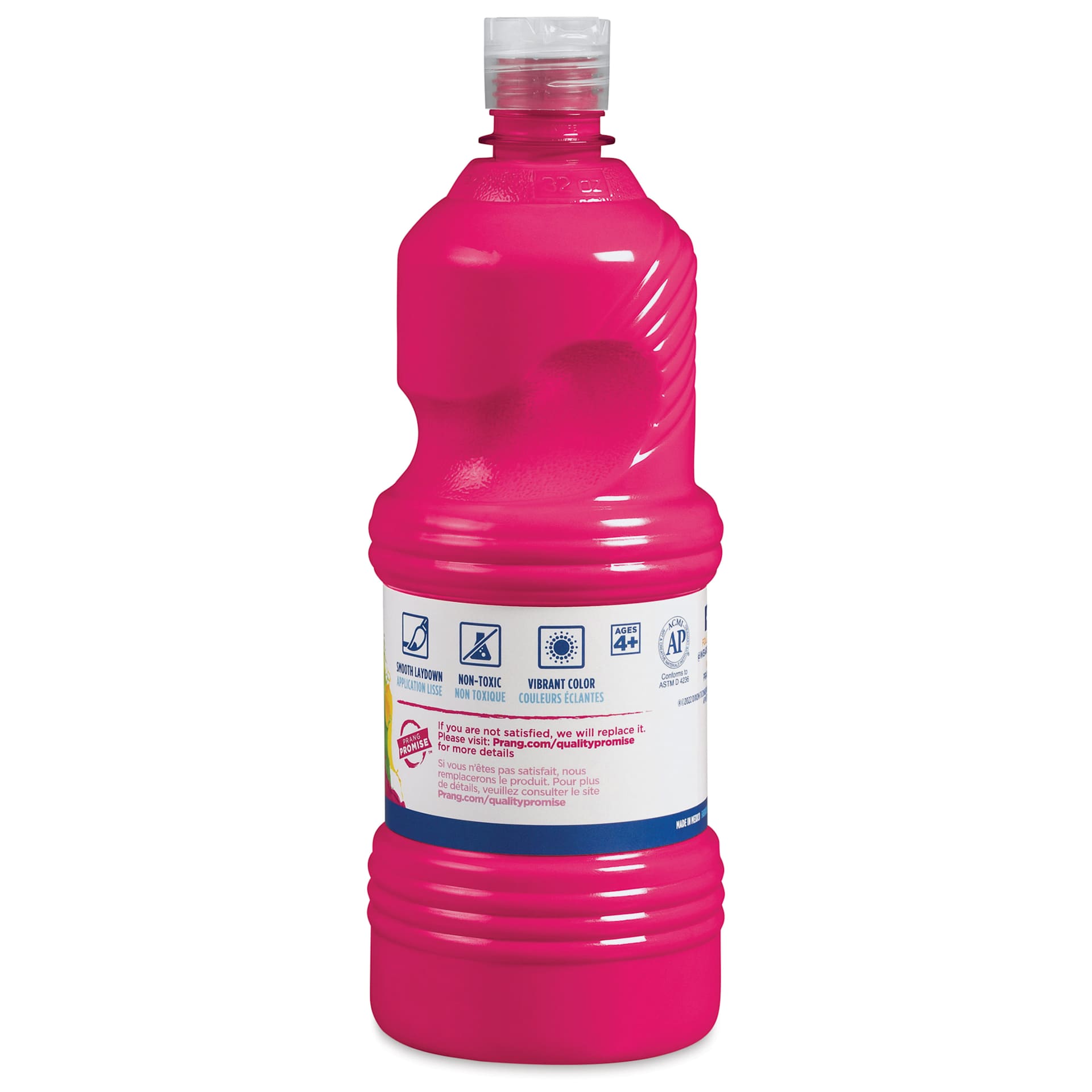 Back of Prang Ready-To-Use Tempera Paint - Magenta, 32 oz bottle