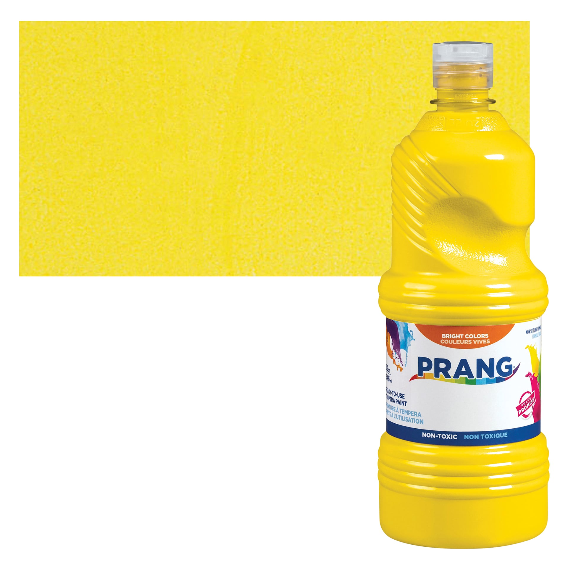 Prang Ready-To-Use Tempera Paint - Yellow, 32 oz bottle and swatch