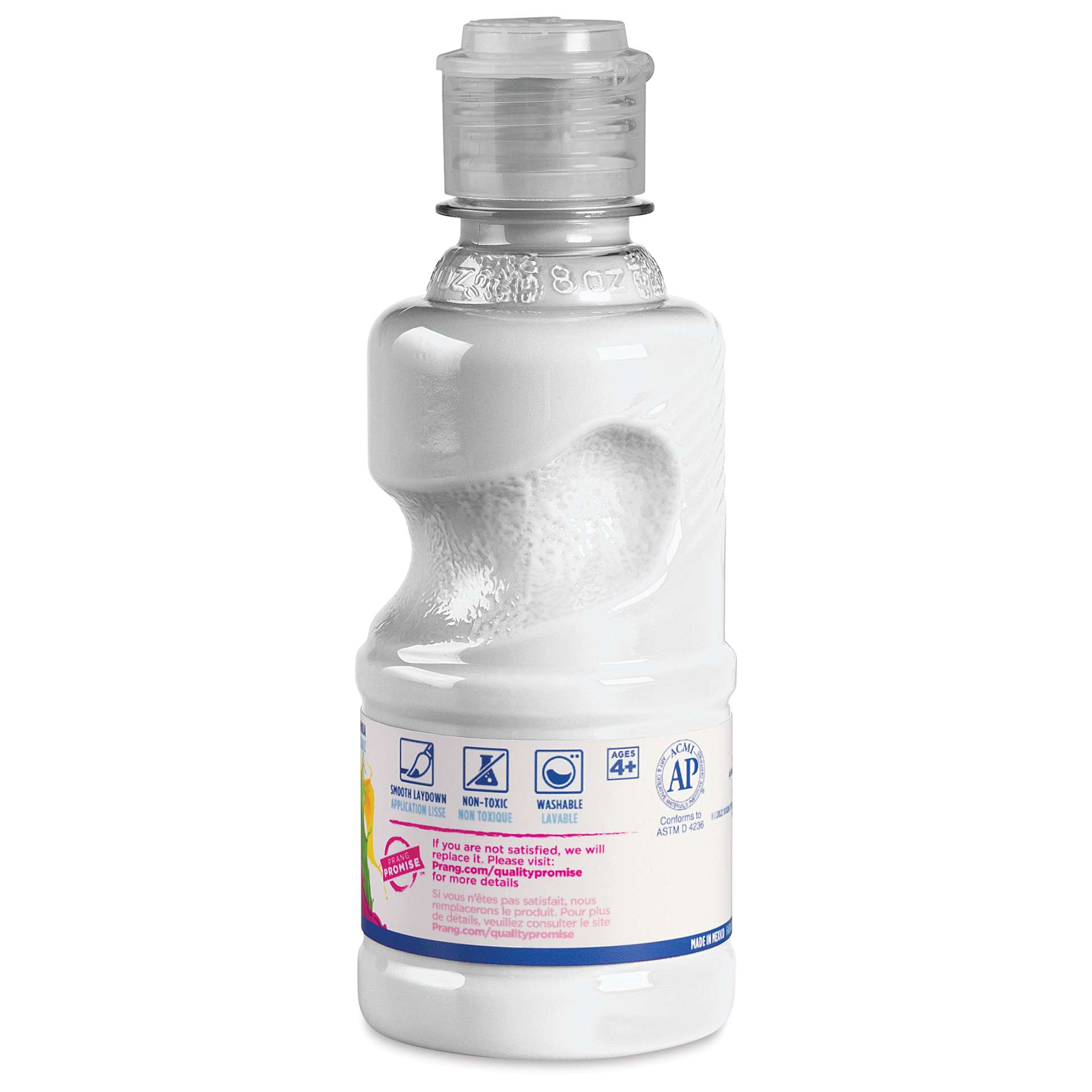Prang Ready-To-Use Washable Tempera Paints - White, 8 oz back of bottle