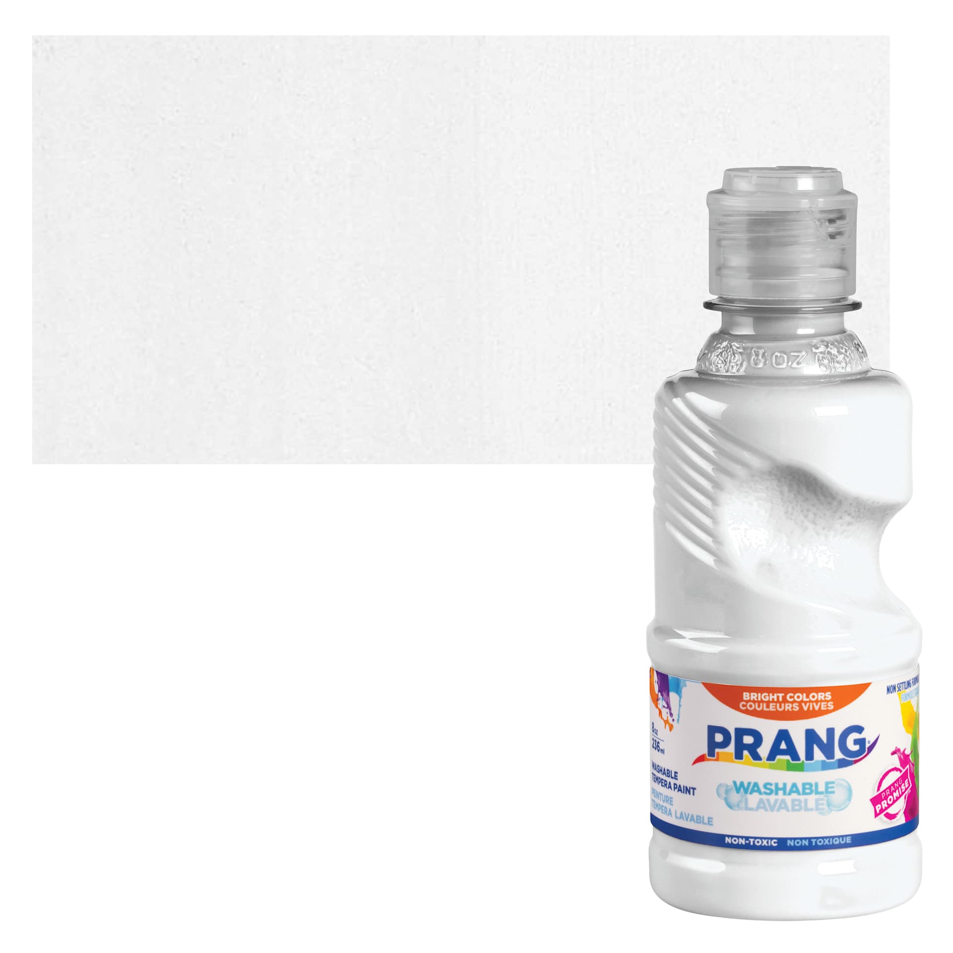 Prang Ready-To-Use Washable Tempera Paint - White, 8 oz and swatch