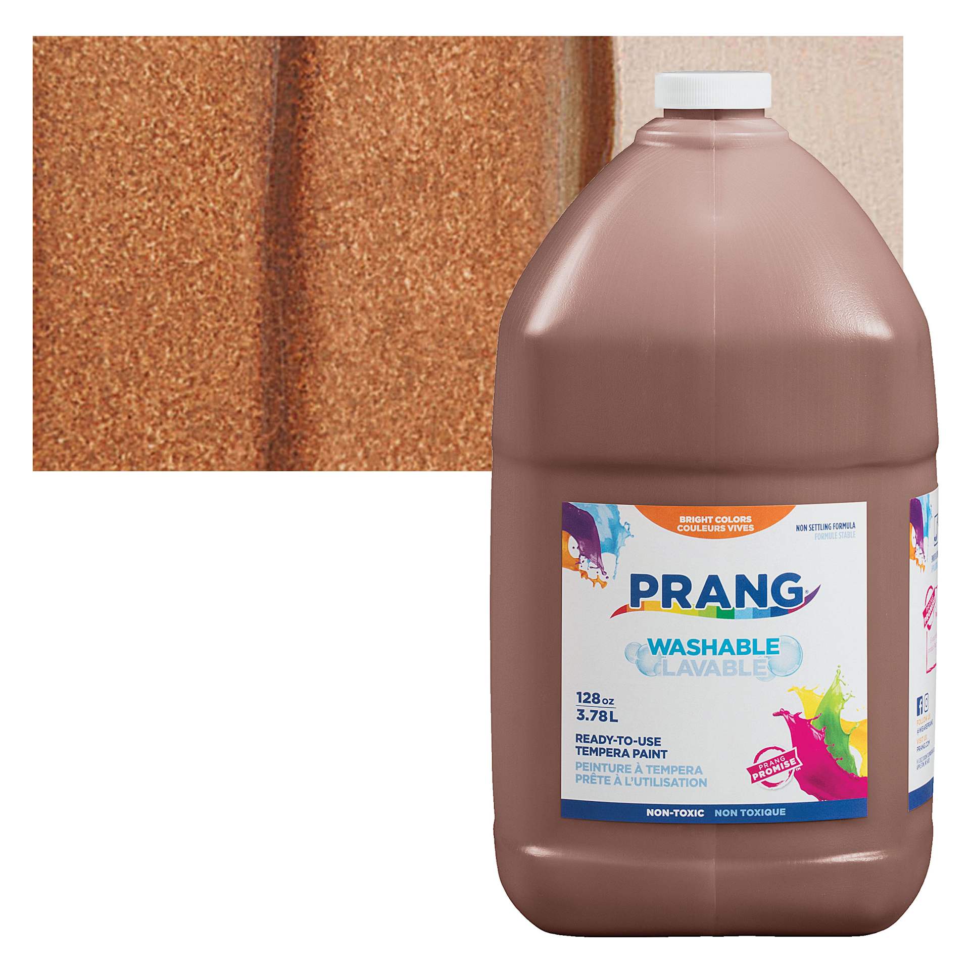 Prang Ready-To-Use Washable Tempera Paint - Brown, Gallon and swatch