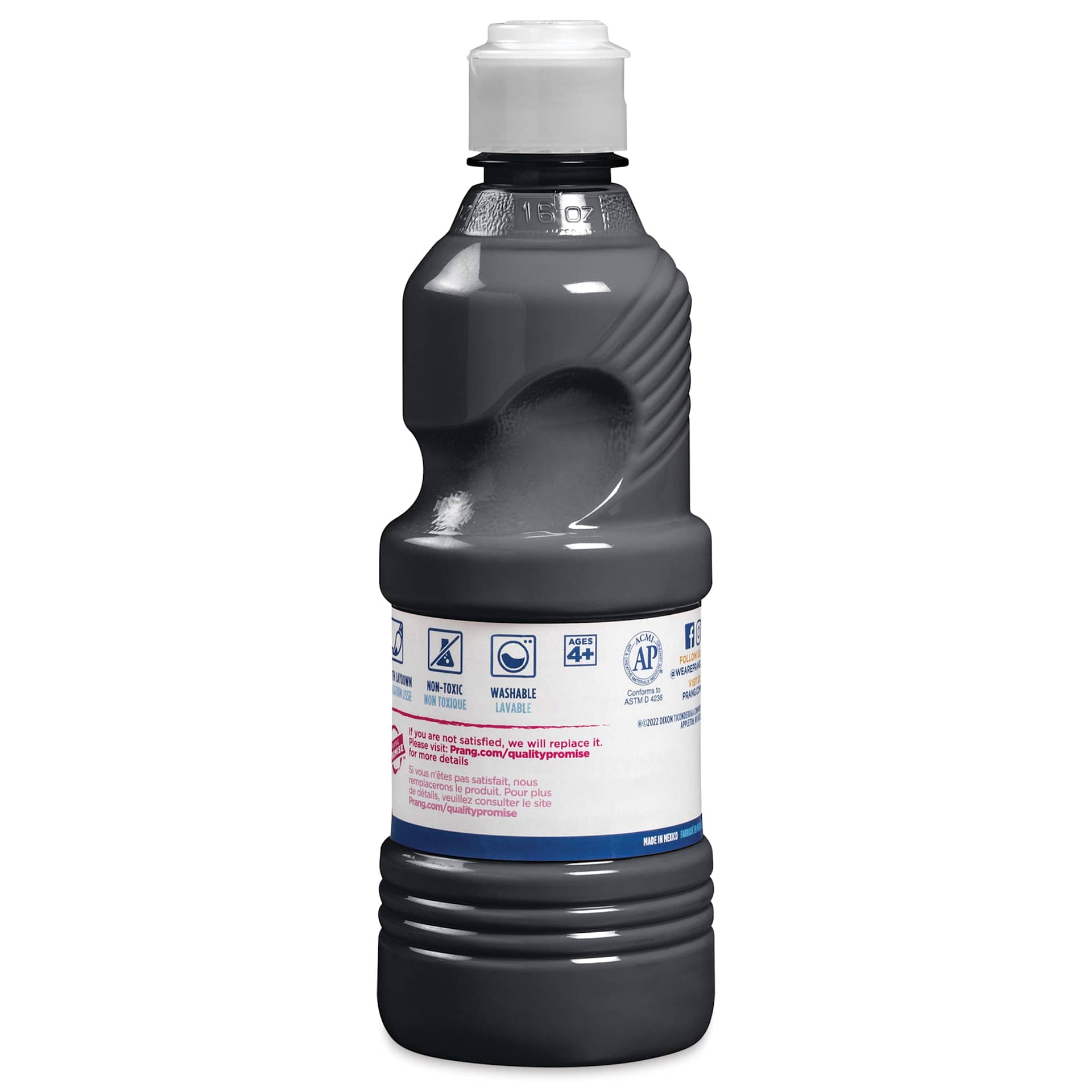 Prang Ready-To- Use Washable Tempera Paint- Black, Pint back of bottle