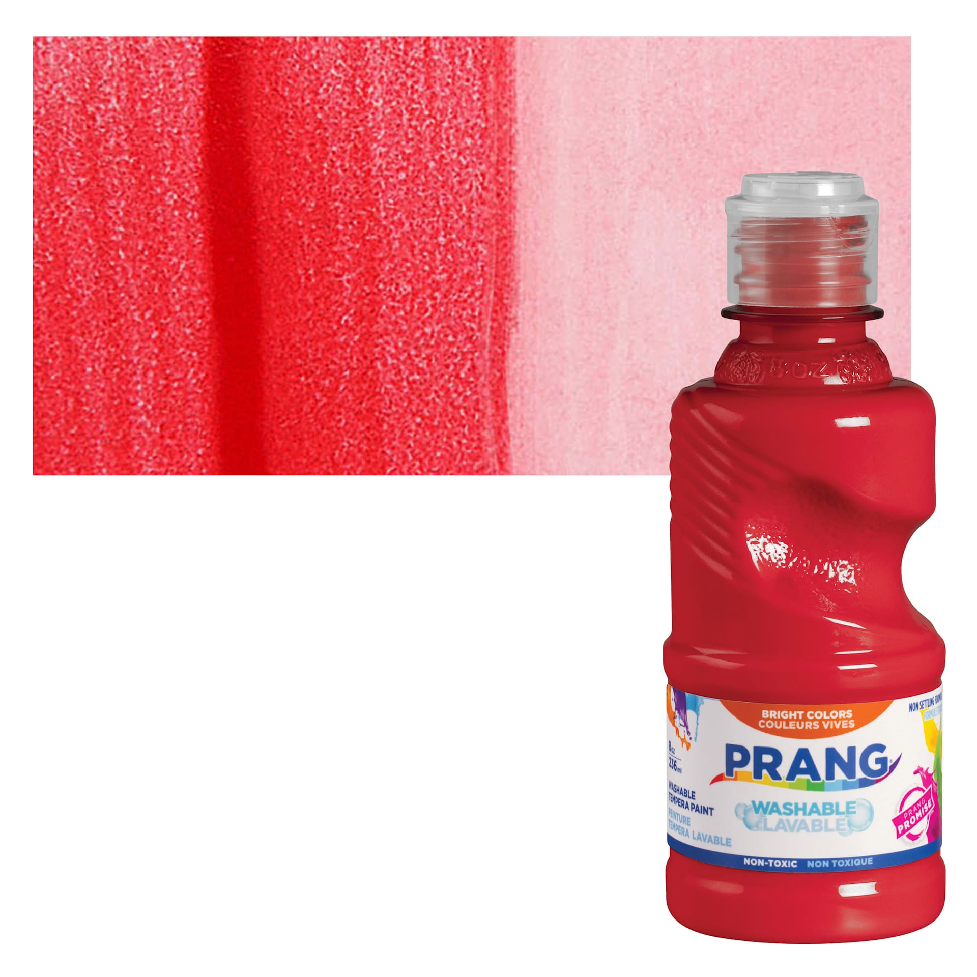 Prang Ready-To-Use Washable Tempera Paint - Red, 8 oz and swatch