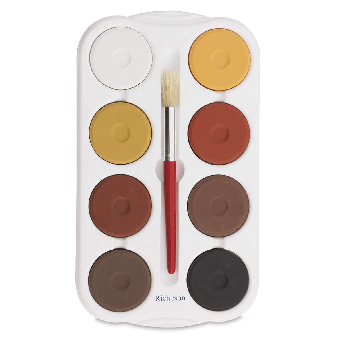 Richeson Tempera Cakes - Set of 8 with Tray and Brush, Multicultural Colors, Large Cakes Richeson Tempera Cakes - Set of 8 with Tray and Brush, Multicultural Colors, Large Cakes
