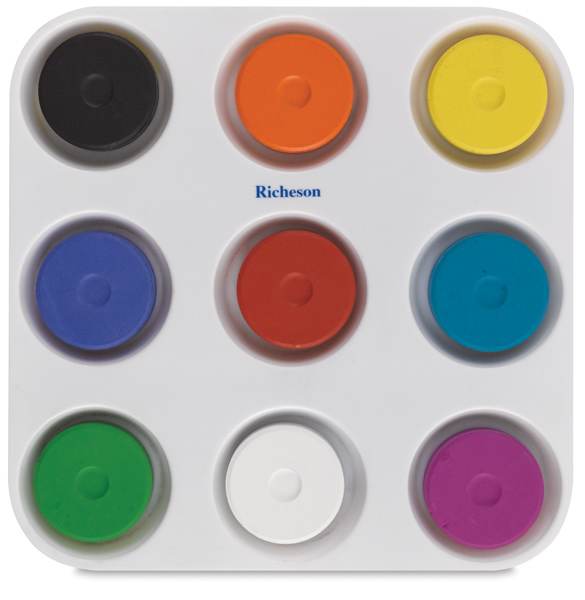 Richeson Tempera Cakes - Set of 9 with Tray, Assorted Color, Large Cakes Richeson Tempera Cakes - Set of 9 with Tray, Assorted Color, Large Cakes