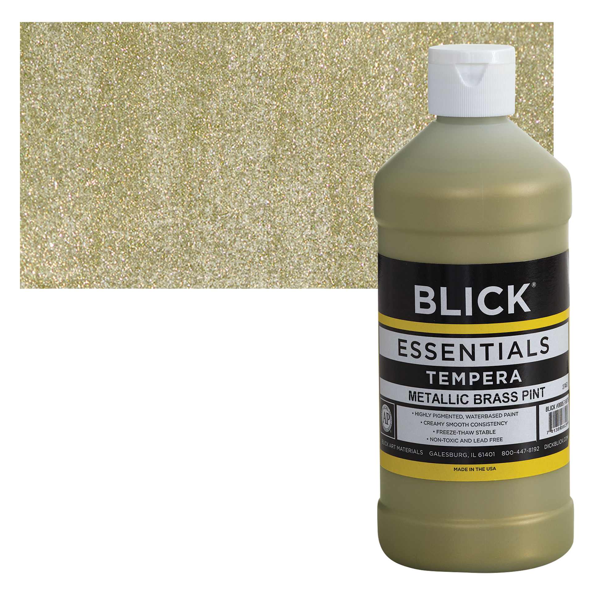 Blick Essentials Tempera - Brass (Metallic), Pint and swatch