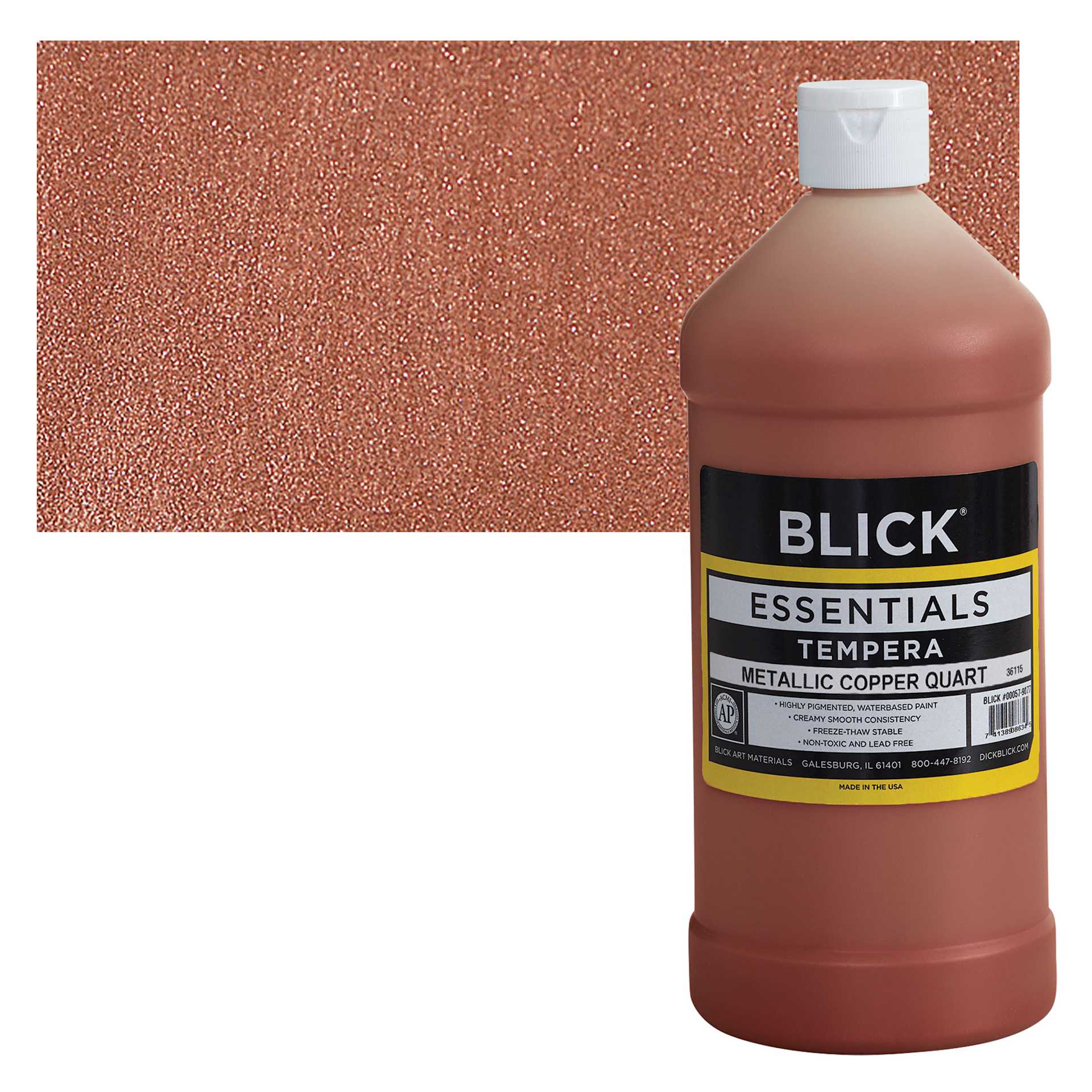 Blick Essentials Tempera - Copper (Metallic), Quart and swatch