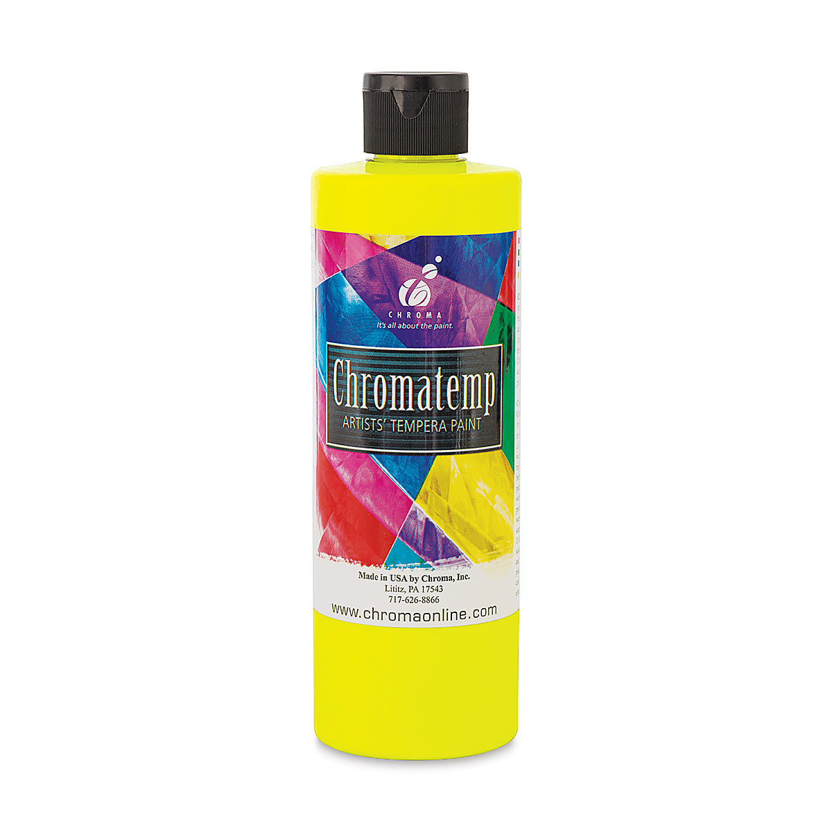 Chroma Chromatemp Artists' Tempera Paint - Fluorescent Yellow, Pint