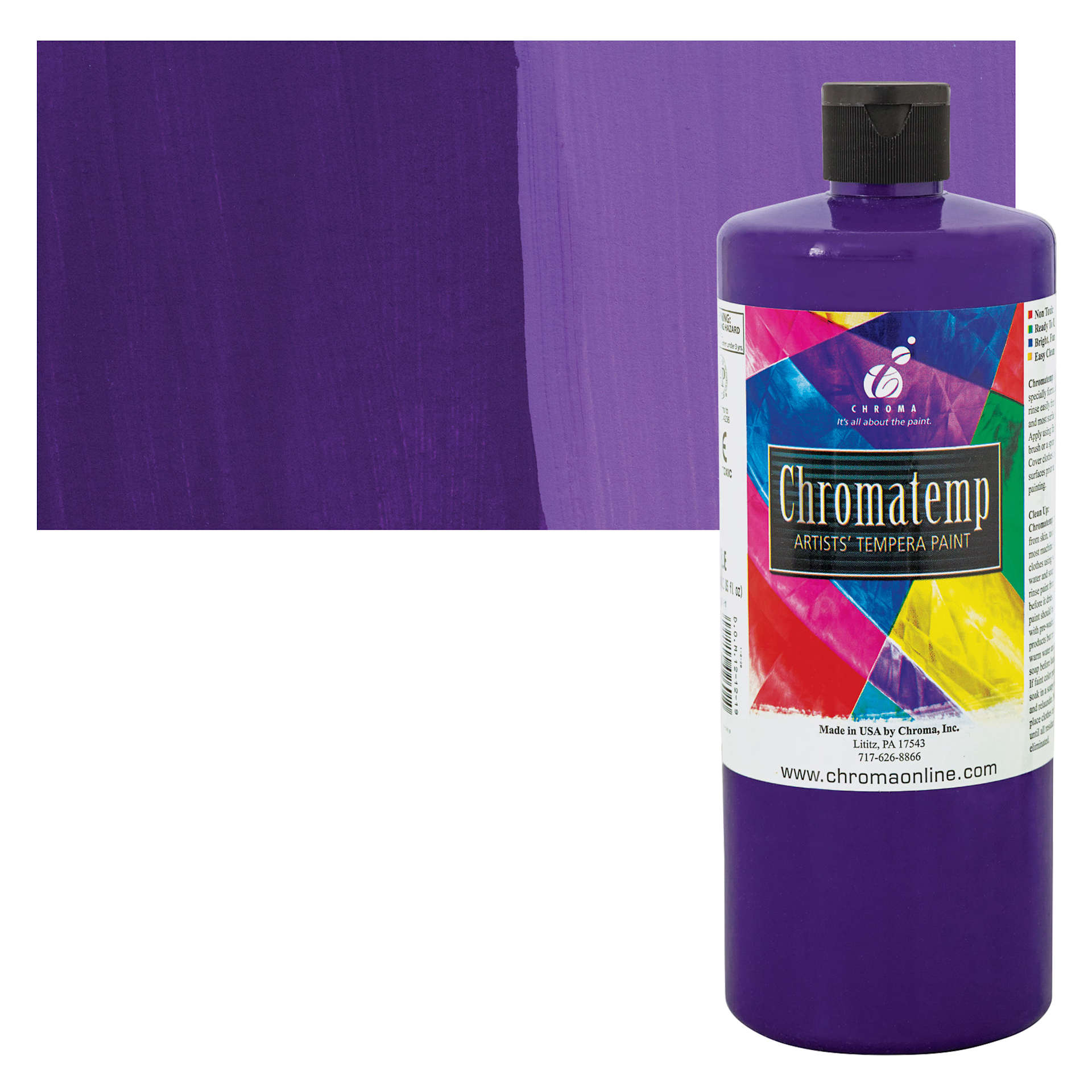 Chroma Chromatemp Artists' Tempera Paint - Violet, Quart and swatch