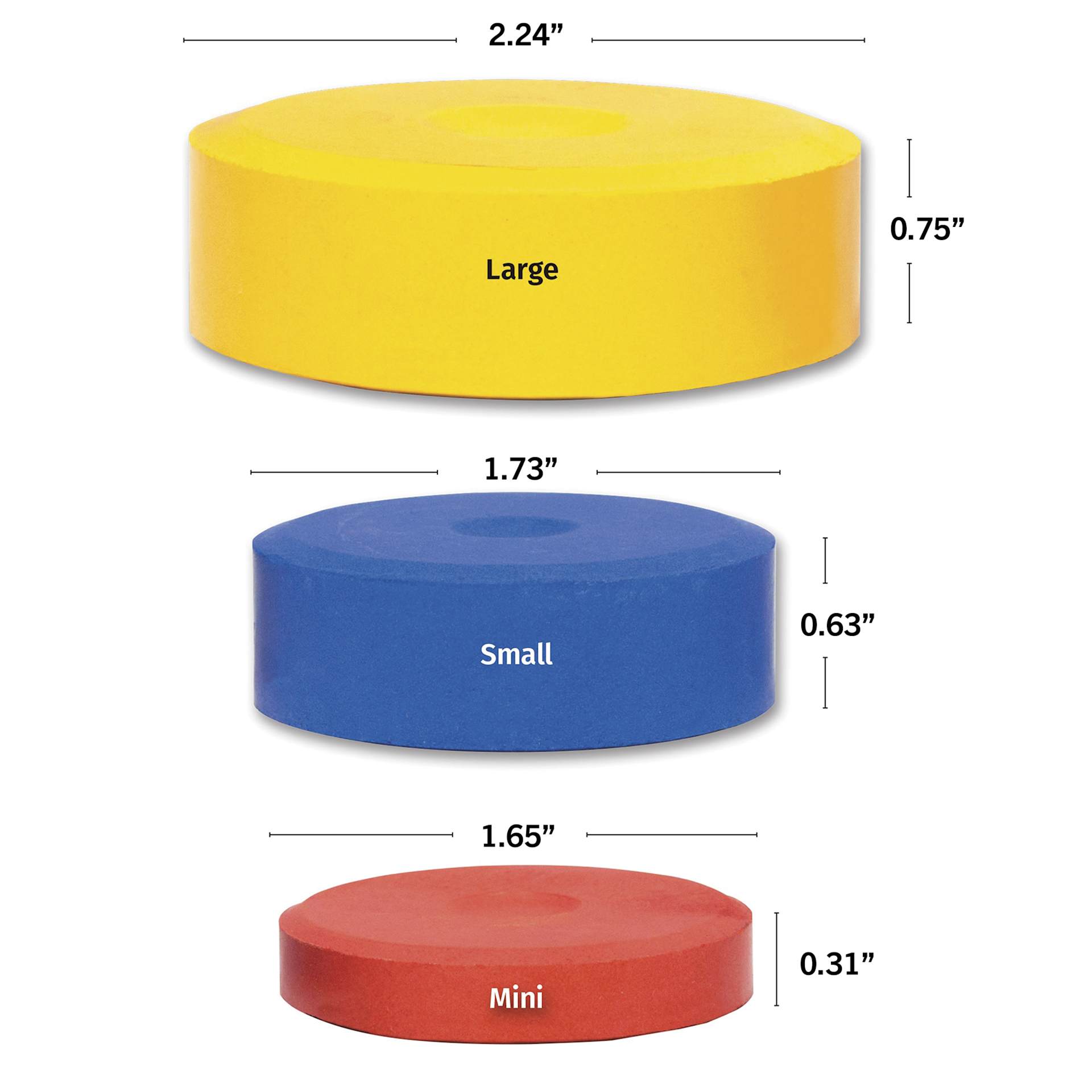 Dimensions for the Mini, Small, and Large Richeson Tempera Cakes. Dimensions for the Mini, Small, and Large Richeson Tempera Cakes.
