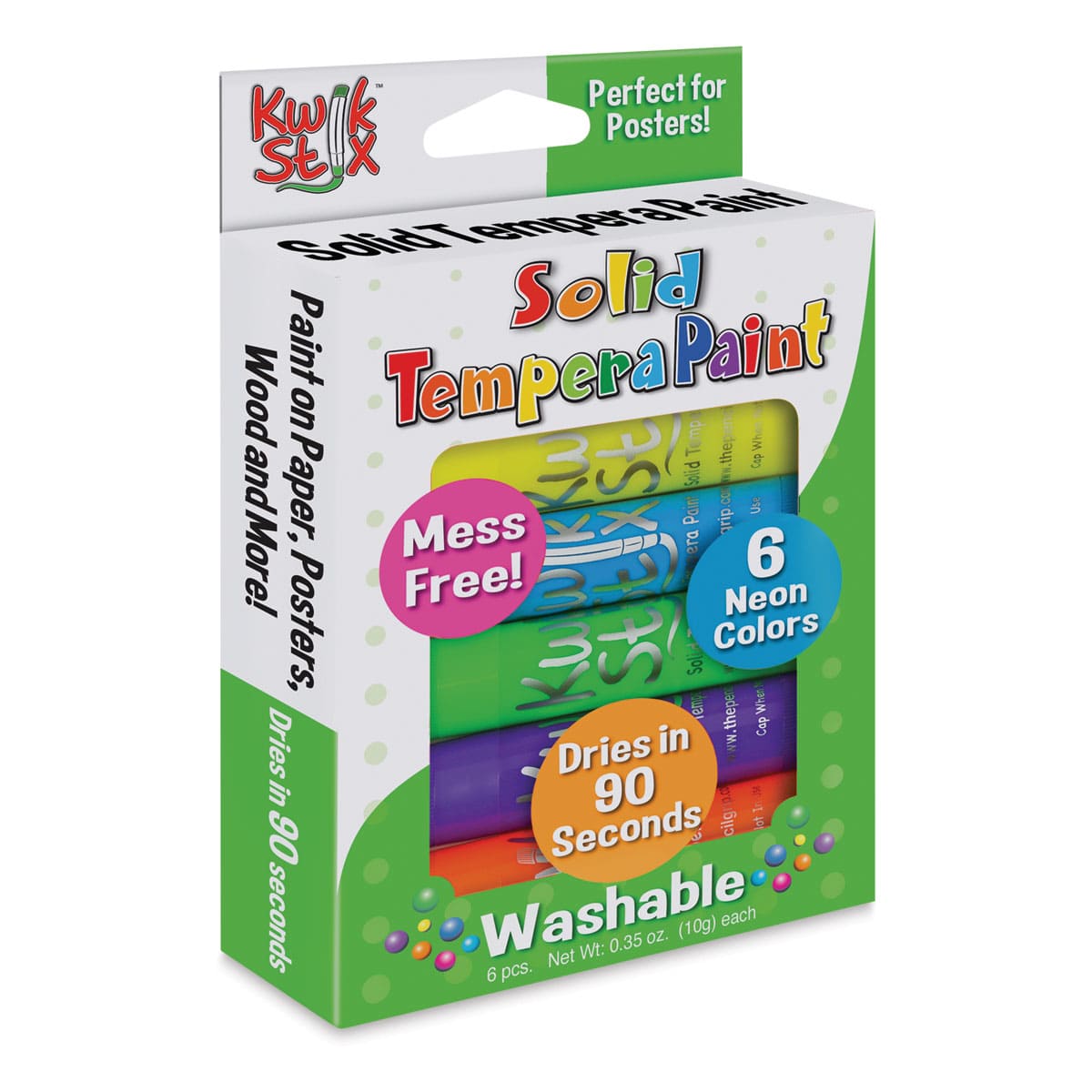 Kwik Stix Tempera Paint - Neon Colors, Set of 6 (In packaging)