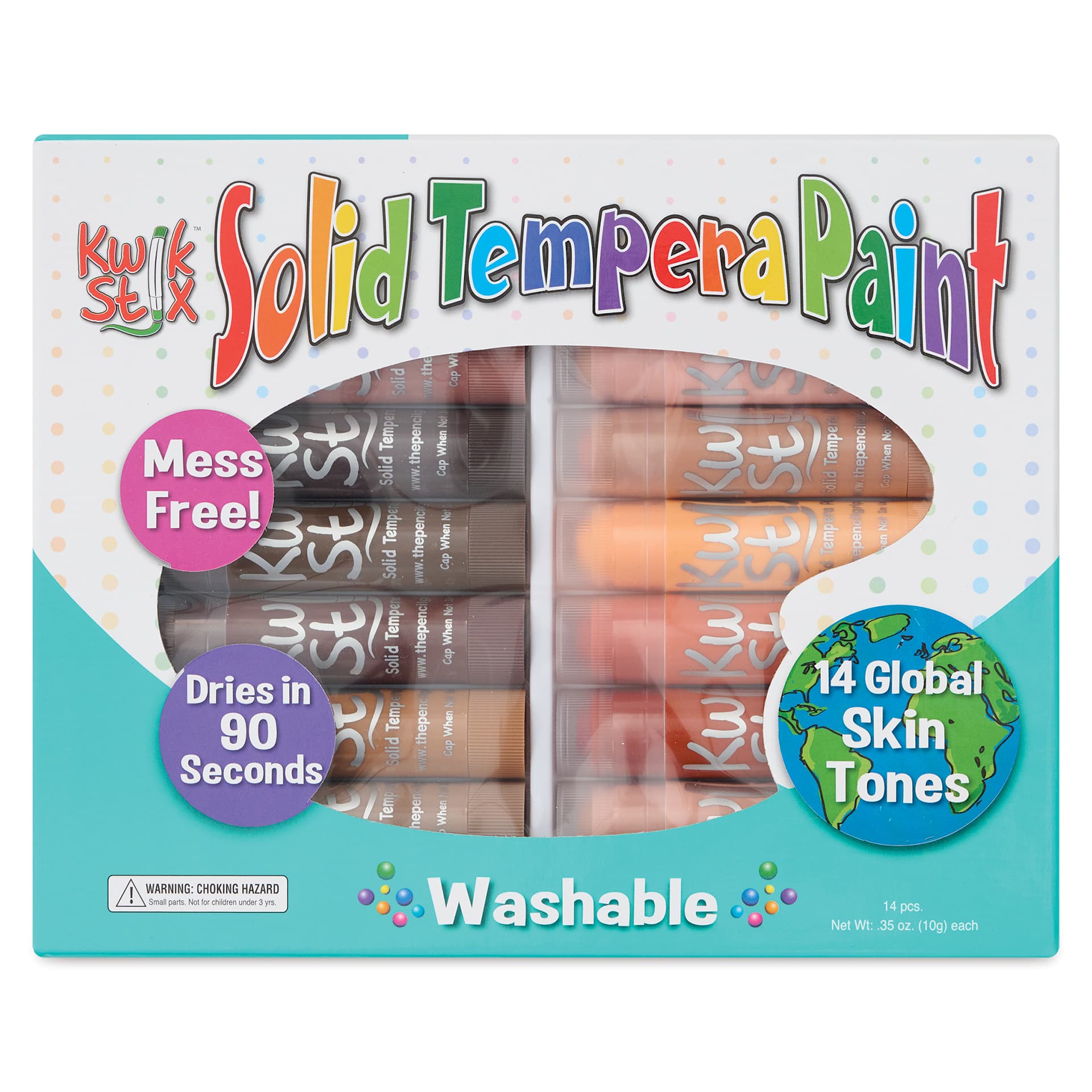 Kwik Stix Tempera Paint - Global Skin Tone Colors, Set of 14 (Front of package)