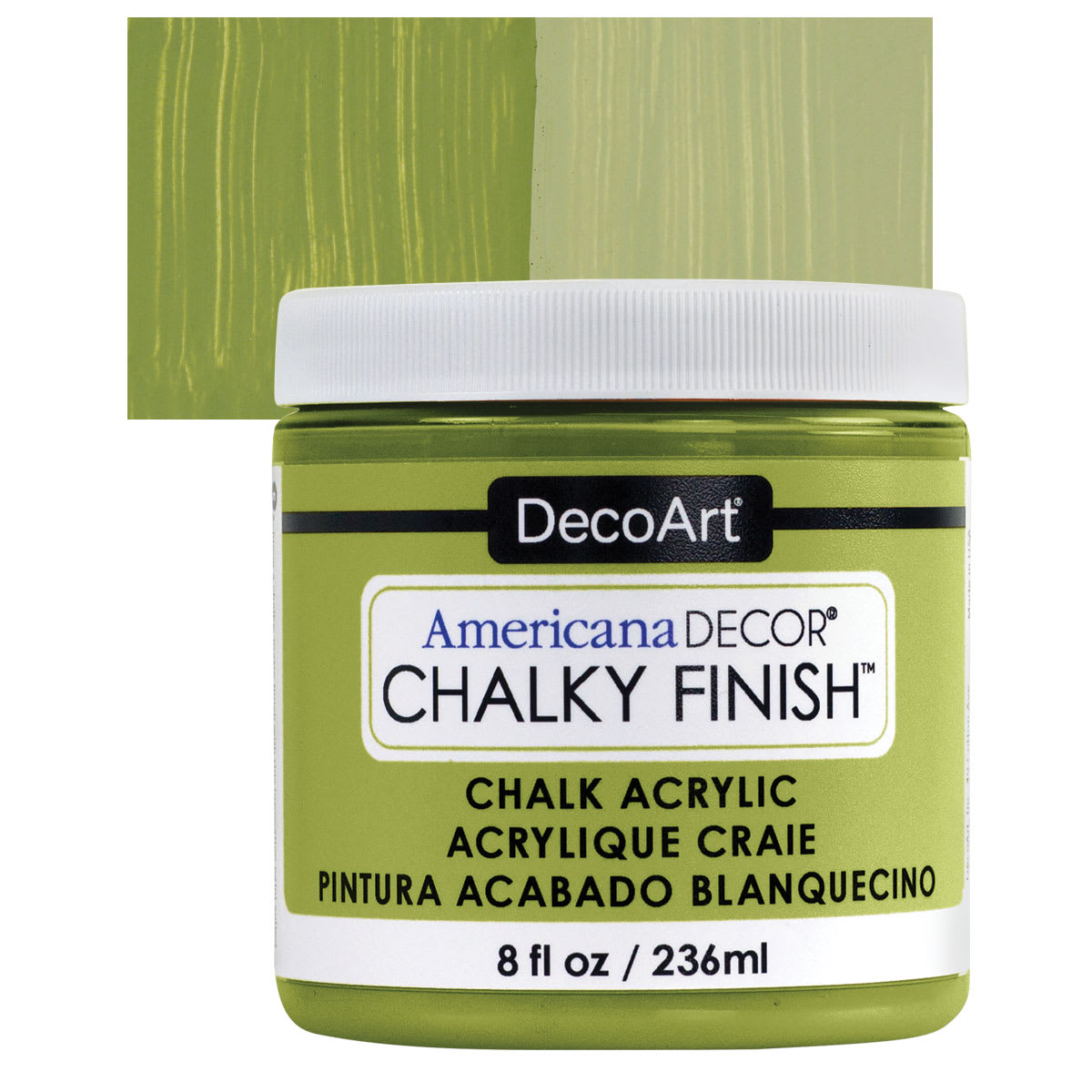 DecoArt Americana Decor Chalky Finish Paint - New Life, 8 oz jar and swatch
