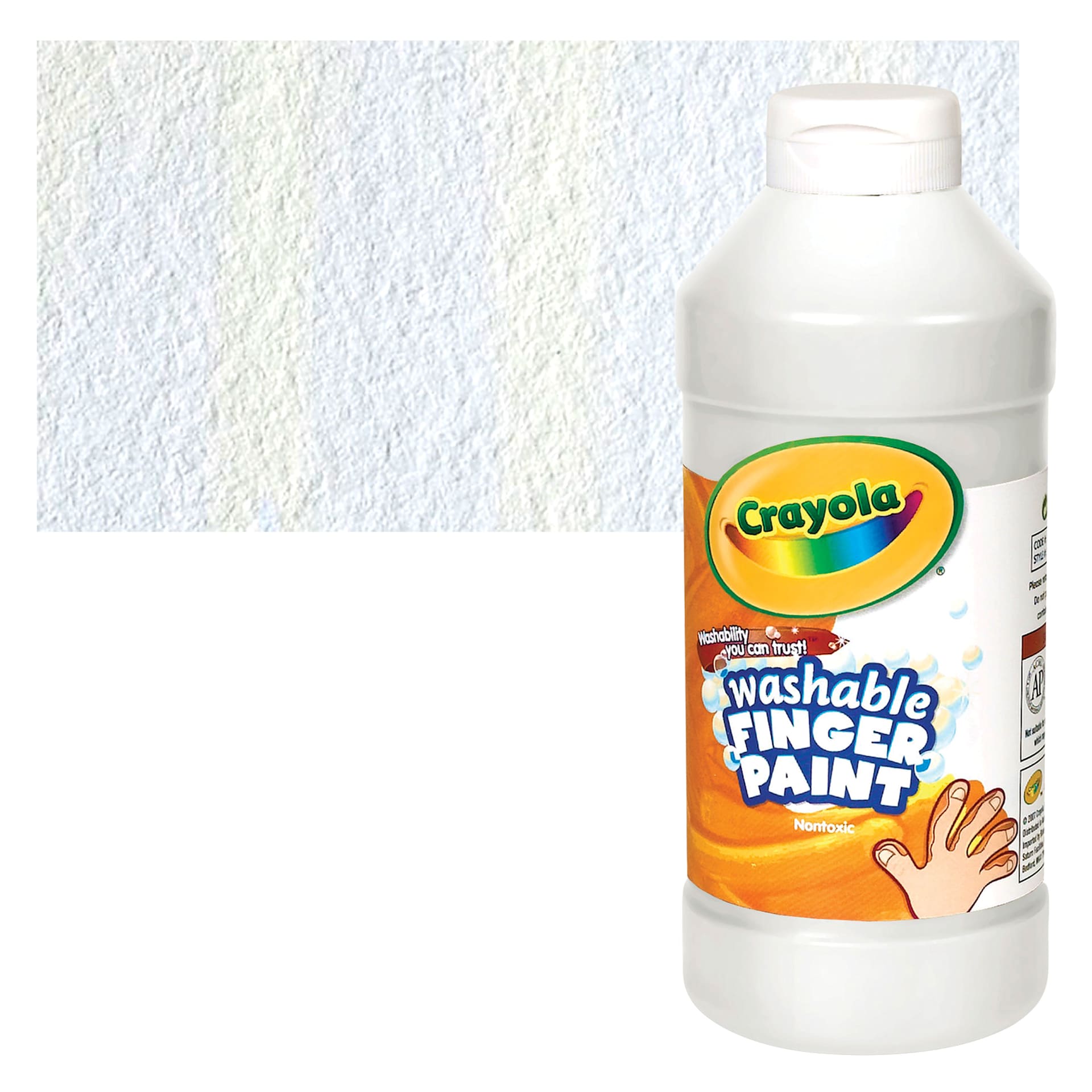 Crayola Washable Fingerpaint - White, 16 oz bottle and swatch