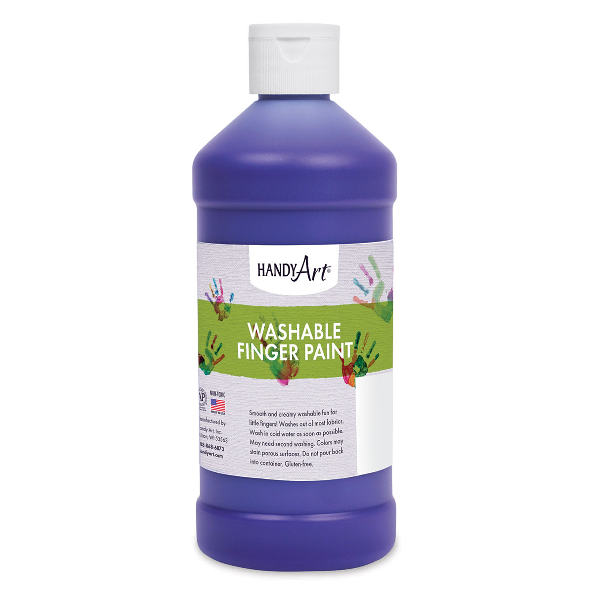 Handy Art Washable Finger Paint - Front of 16 oz bottle of Violet Paint
