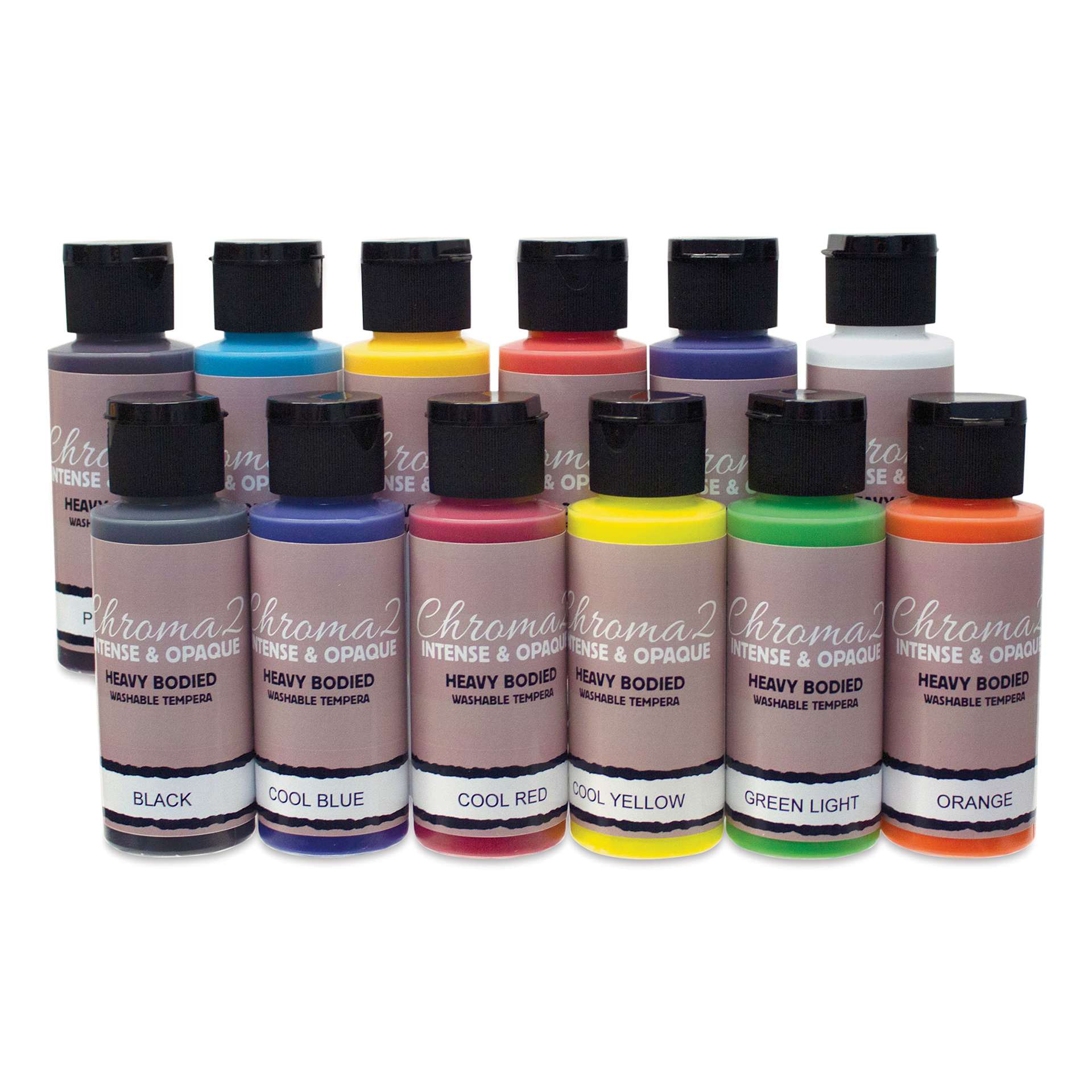 Chroma 2 Washable Tempera - 12 Color Set, 2 oz