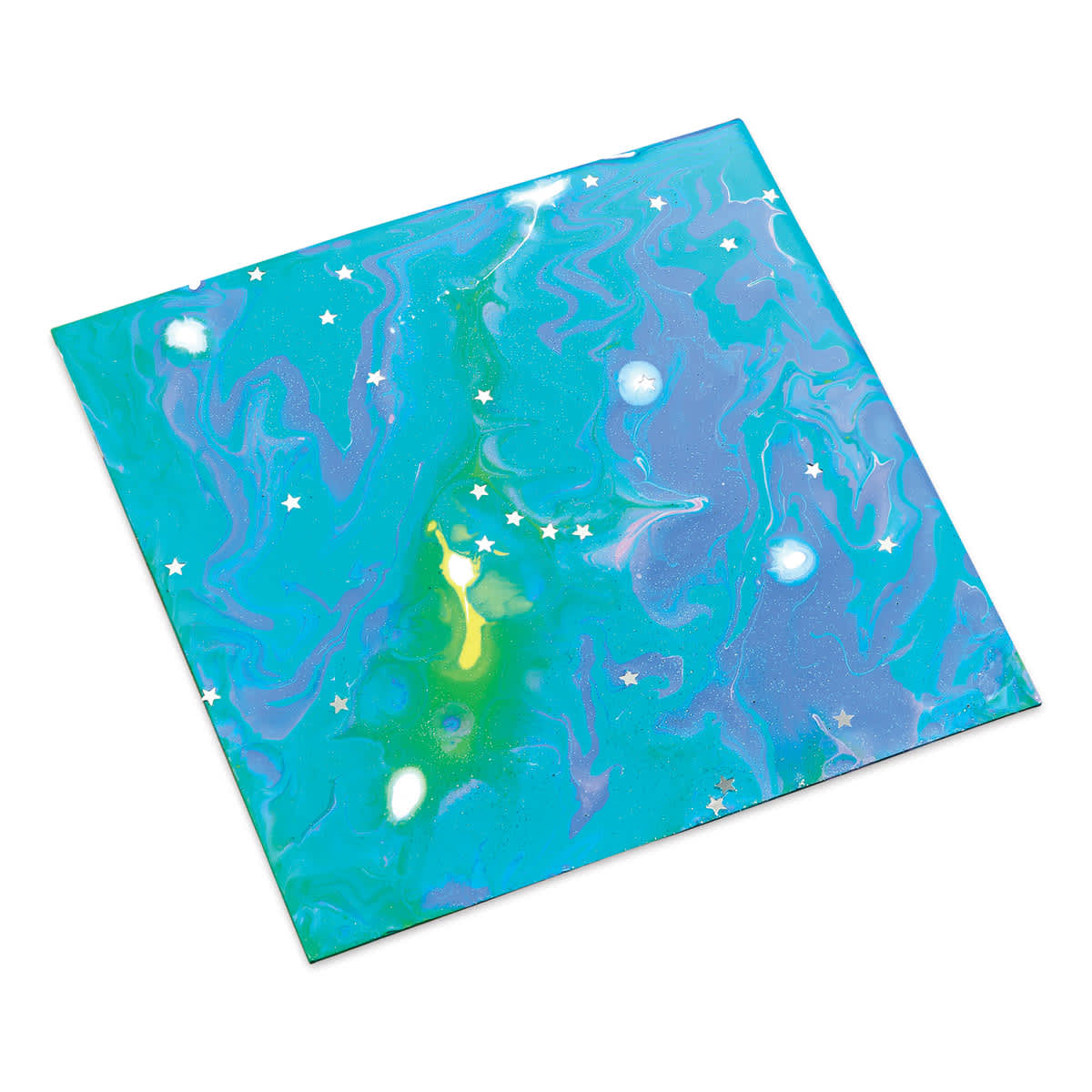 Faber-Castell Do Art Paint Pour Studio - A finished mostly Blue Board