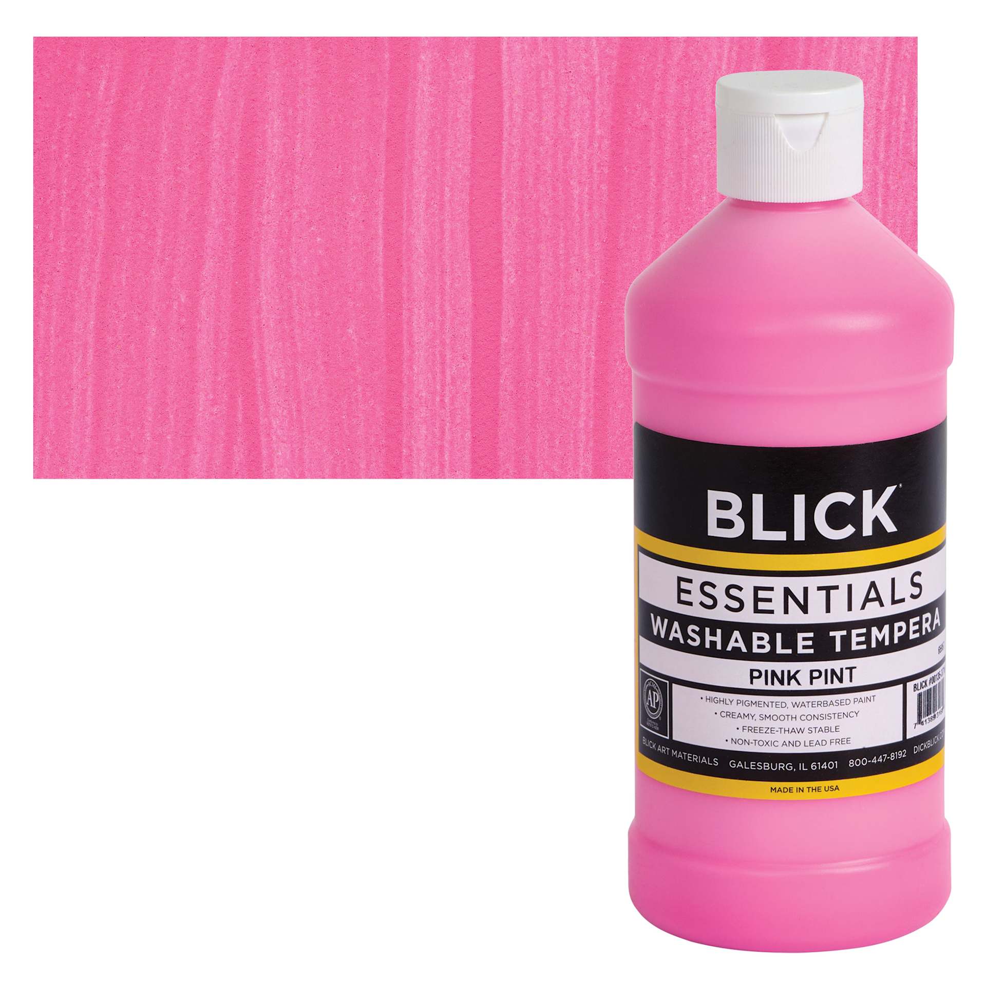 Blick Washable Tempera Paint - Pink, 16 oz and swatch