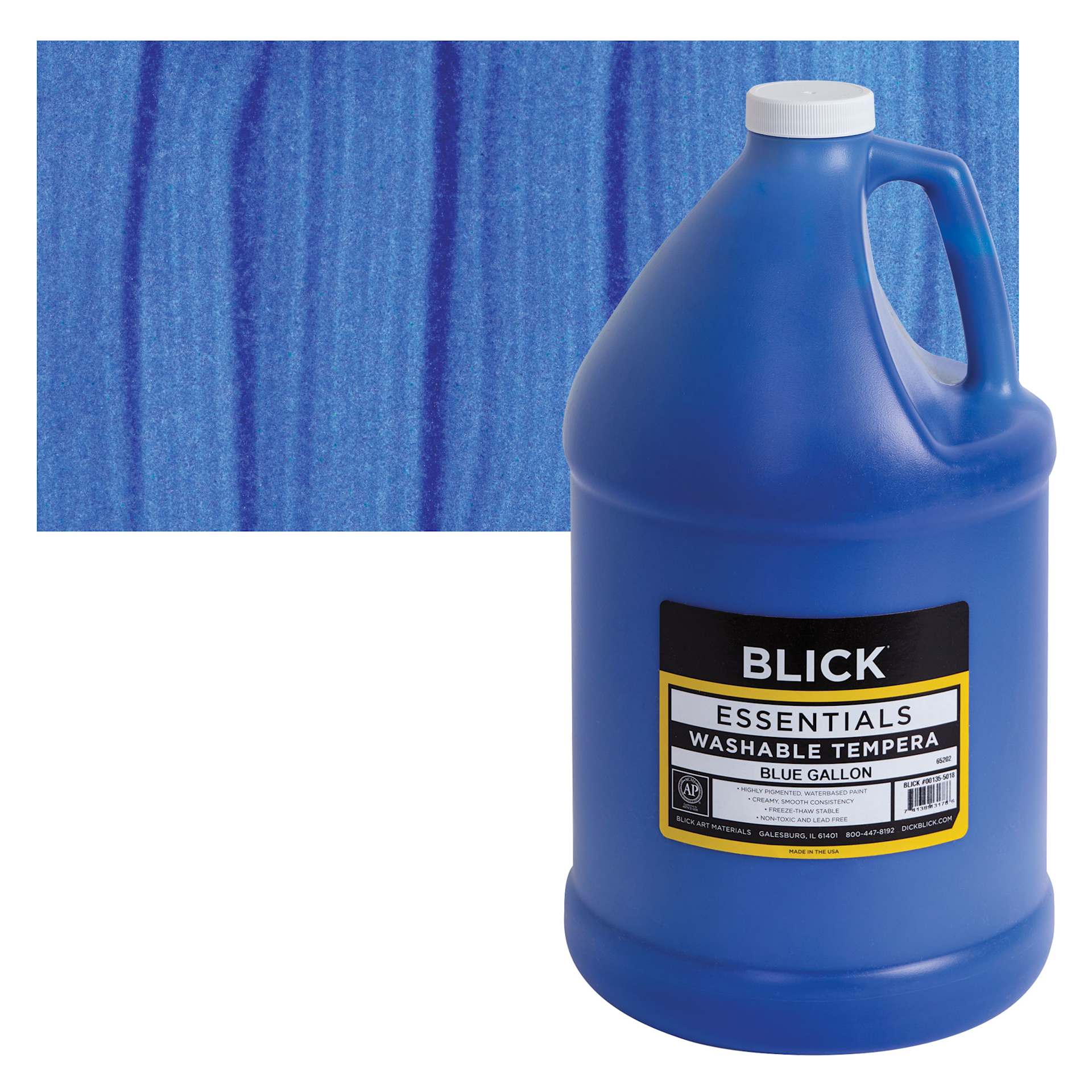 Blick Washable Tempera Paint - Blue, Gallon and swatch