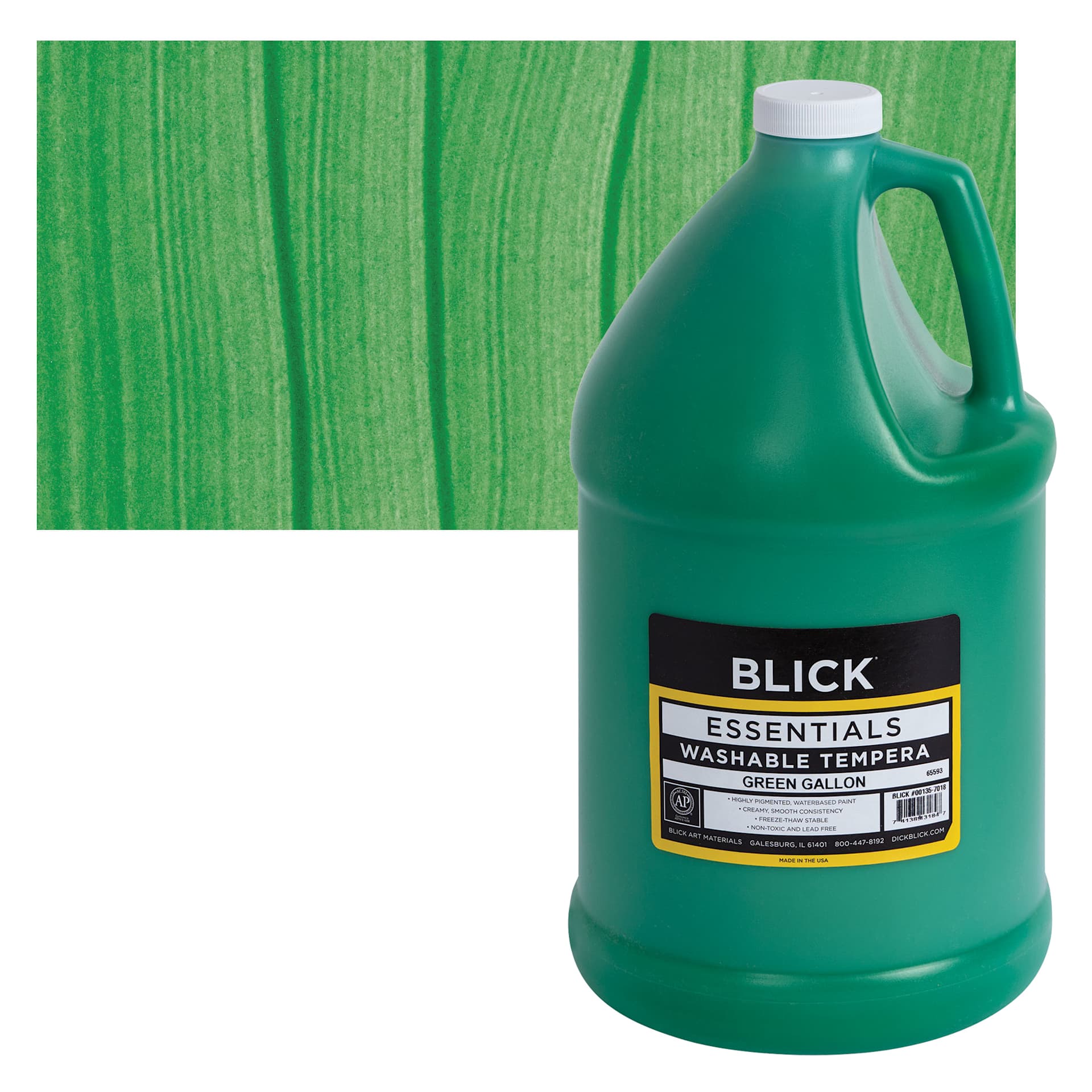 Blick Washable Tempera Paint - Green, Gallon and swatch