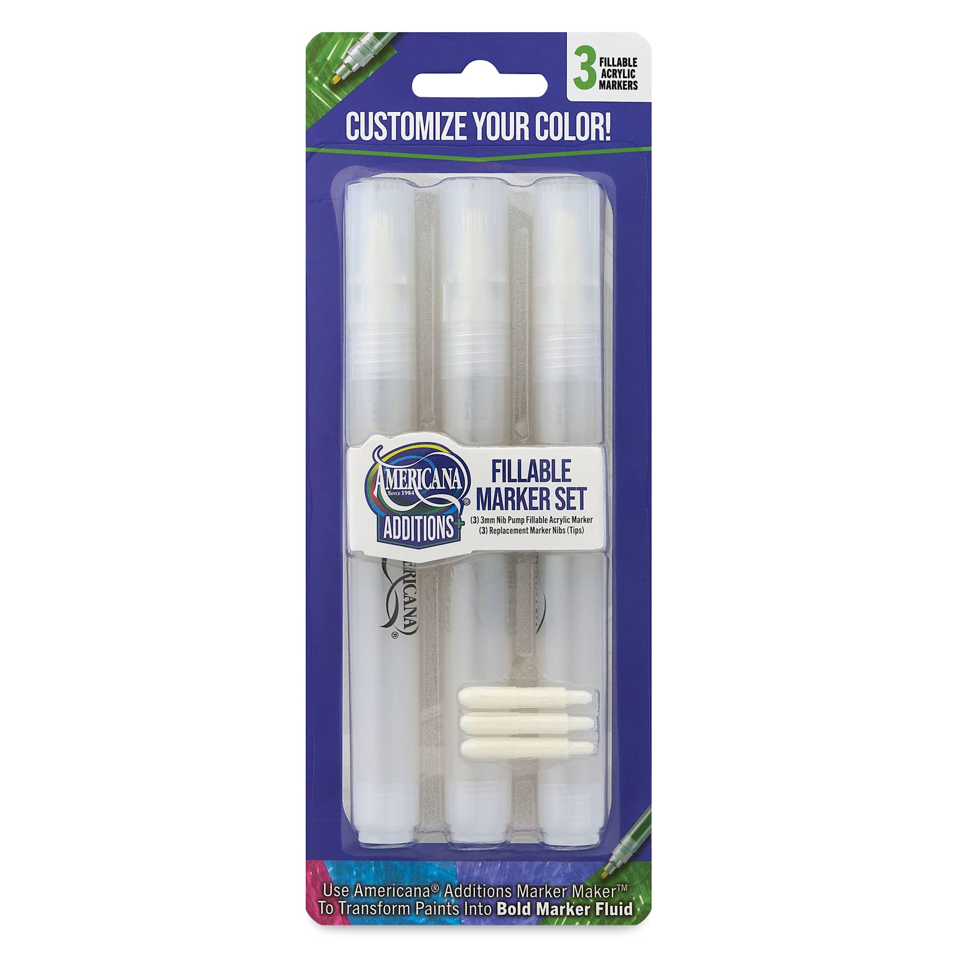 Front of package for DecoArt Americana Additions Marker Maker Fillable Marker Set