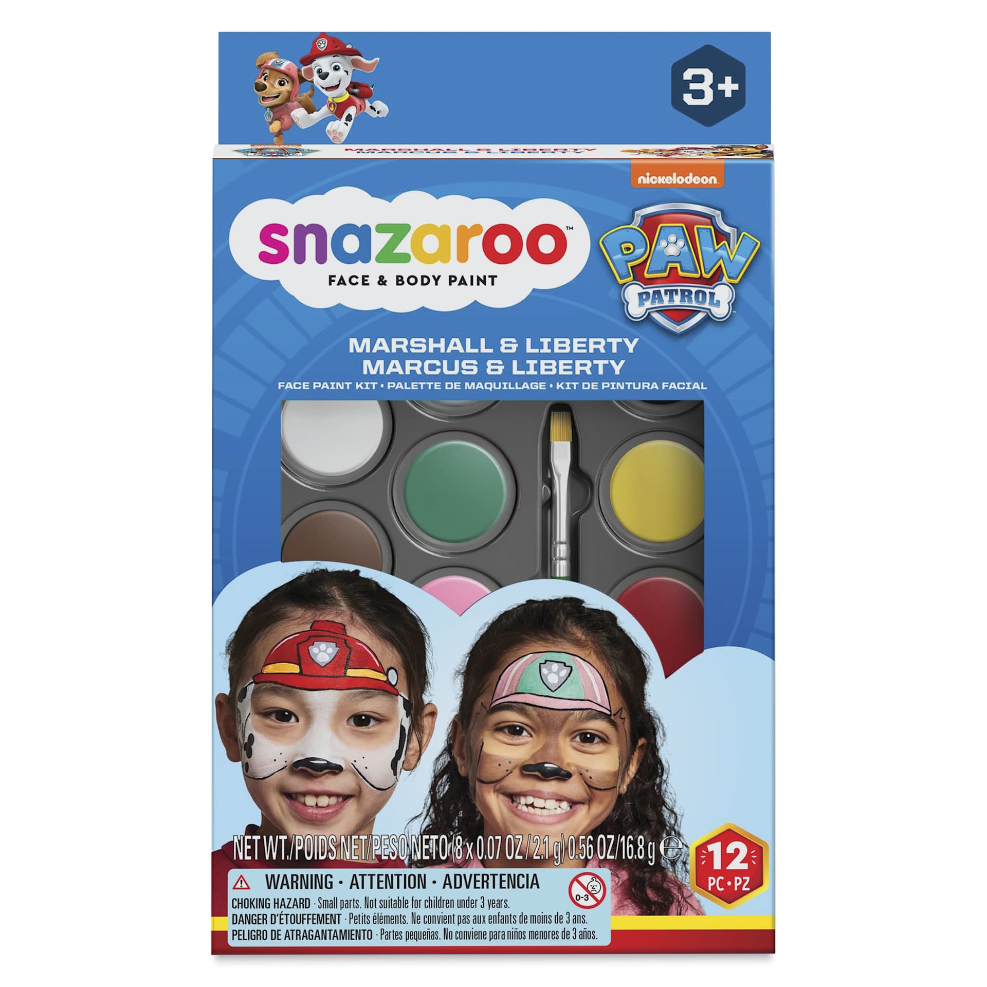 Snazaroo Face Paints - Set of 12, Marshall & Liberty Paw Patrol front of package