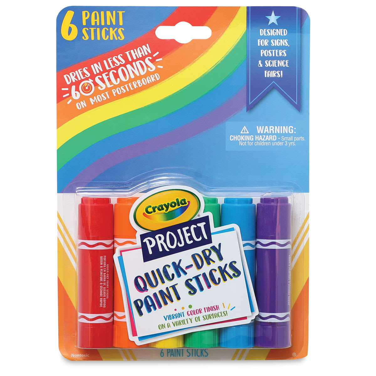Crayola Quick Dry Paint Sticks - Set of 6, front of packaging Crayola Quick Dry Paint Sticks - Set of 6, front of packaging