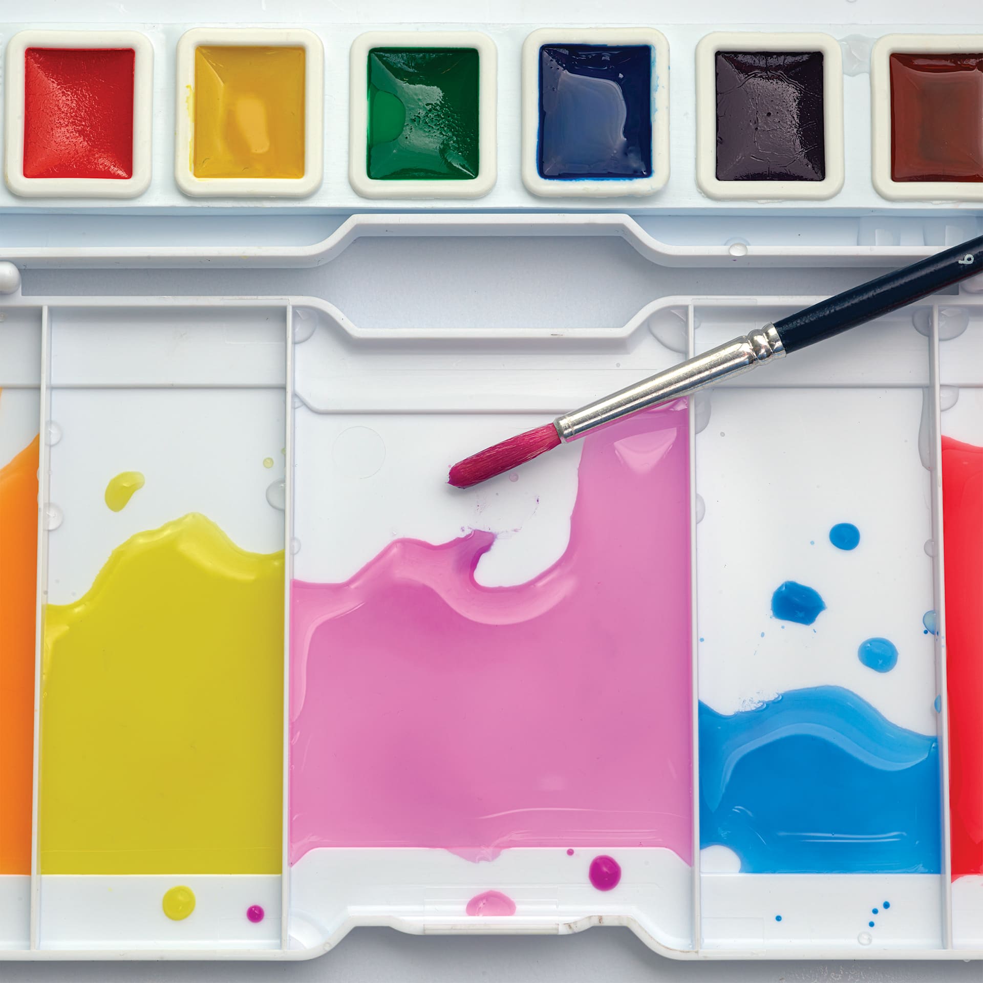 Prang Semi-Moist Watercolor Paint - Square Pans, Assorted, Set of 16, water added Prang Semi-Moist Watercolor Paint - Square Pans, Assorted, Set of 16, water added